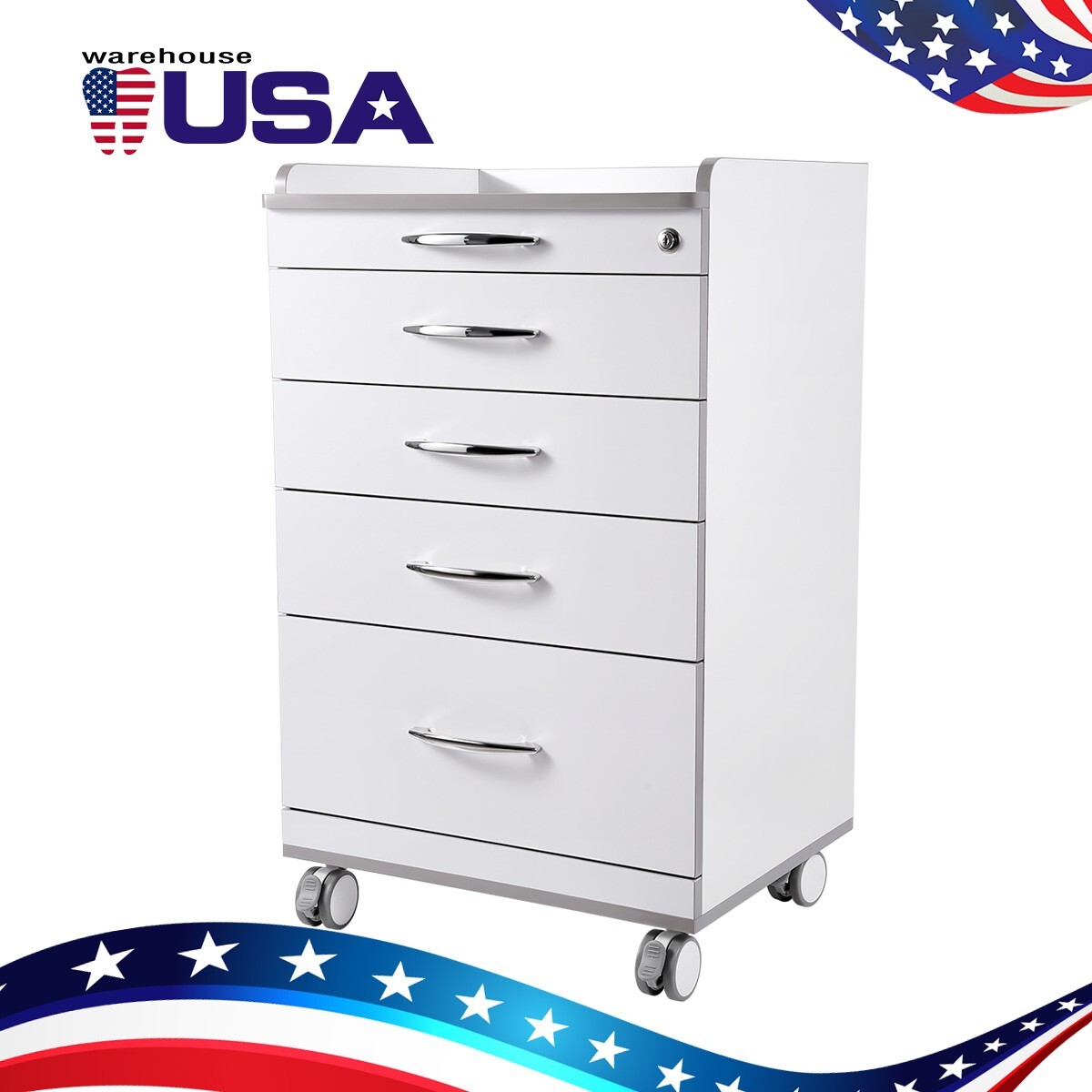 Dental Multi-Function Mobile Cart with 3/4/5 Drawers Medical Rolling Cart