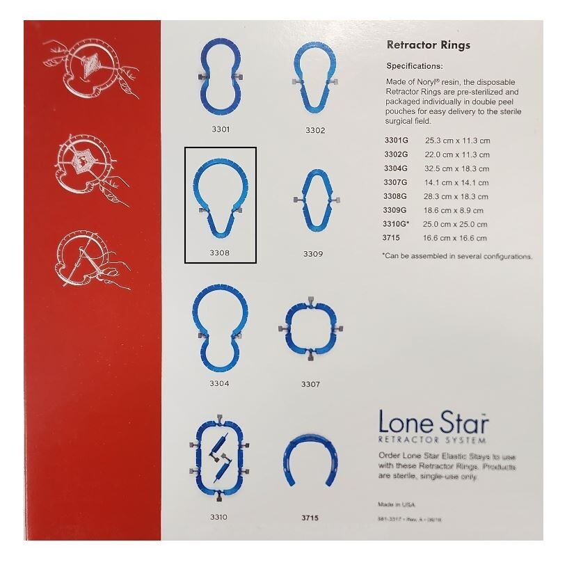 *1-Pack* Cooper Surgical Lone Star Retractor Ring System Sterile 3308G