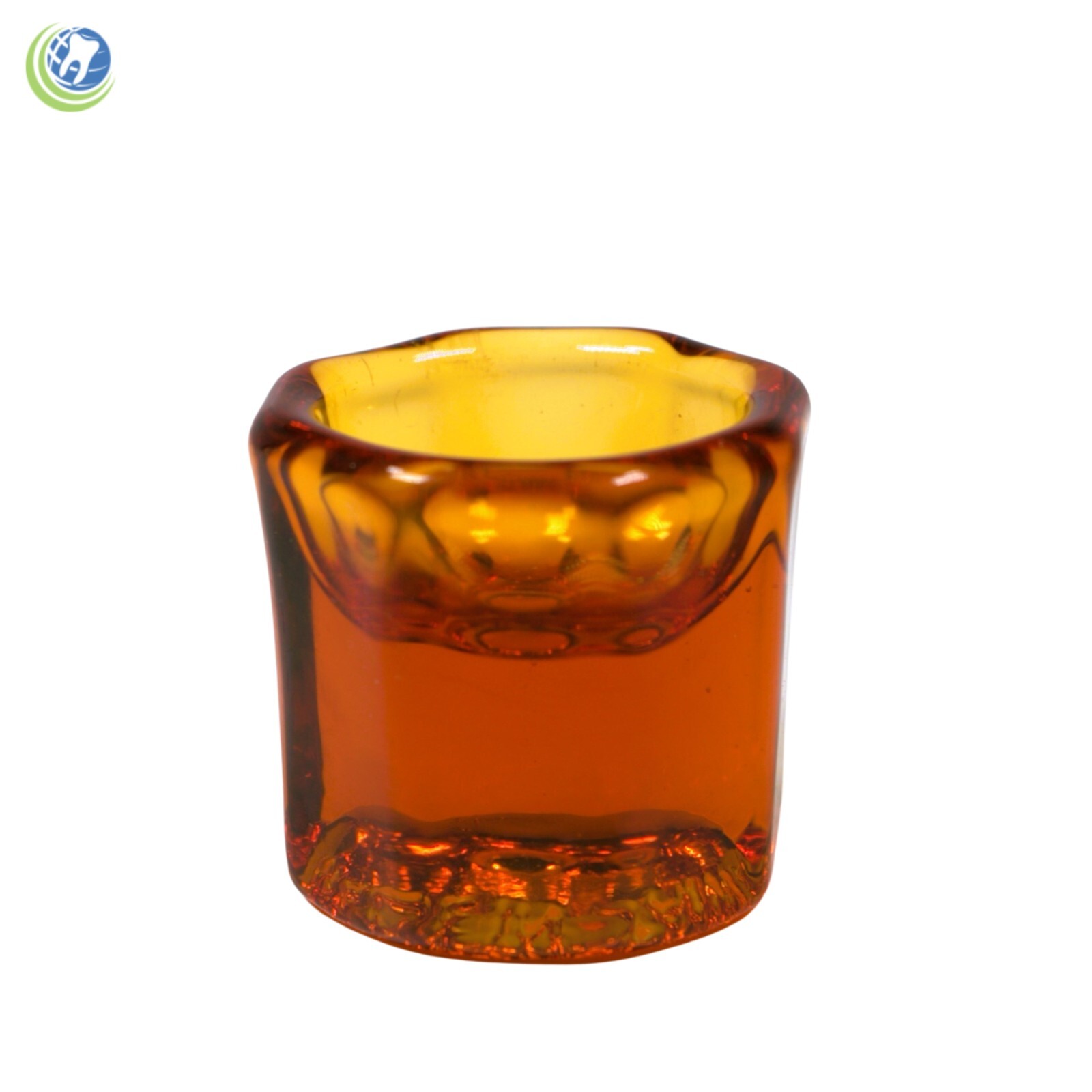 4 x GLASS DAPPEN DISH HONEY BROWN ACRYLIC LIQUID CONTAINER DENTAL COSMETOLOGY