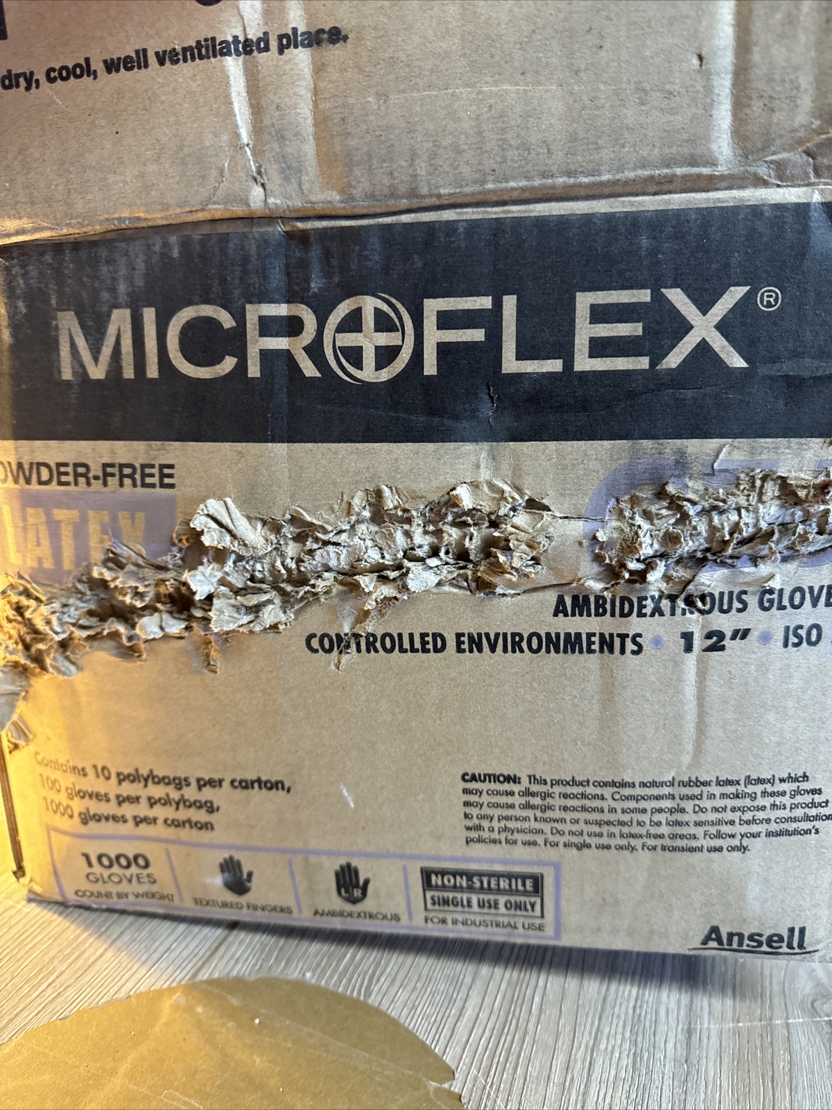 Microflex CE5-512-XL Ambidextrous Latex Gloves 12″ ISO5 size XL Extra large