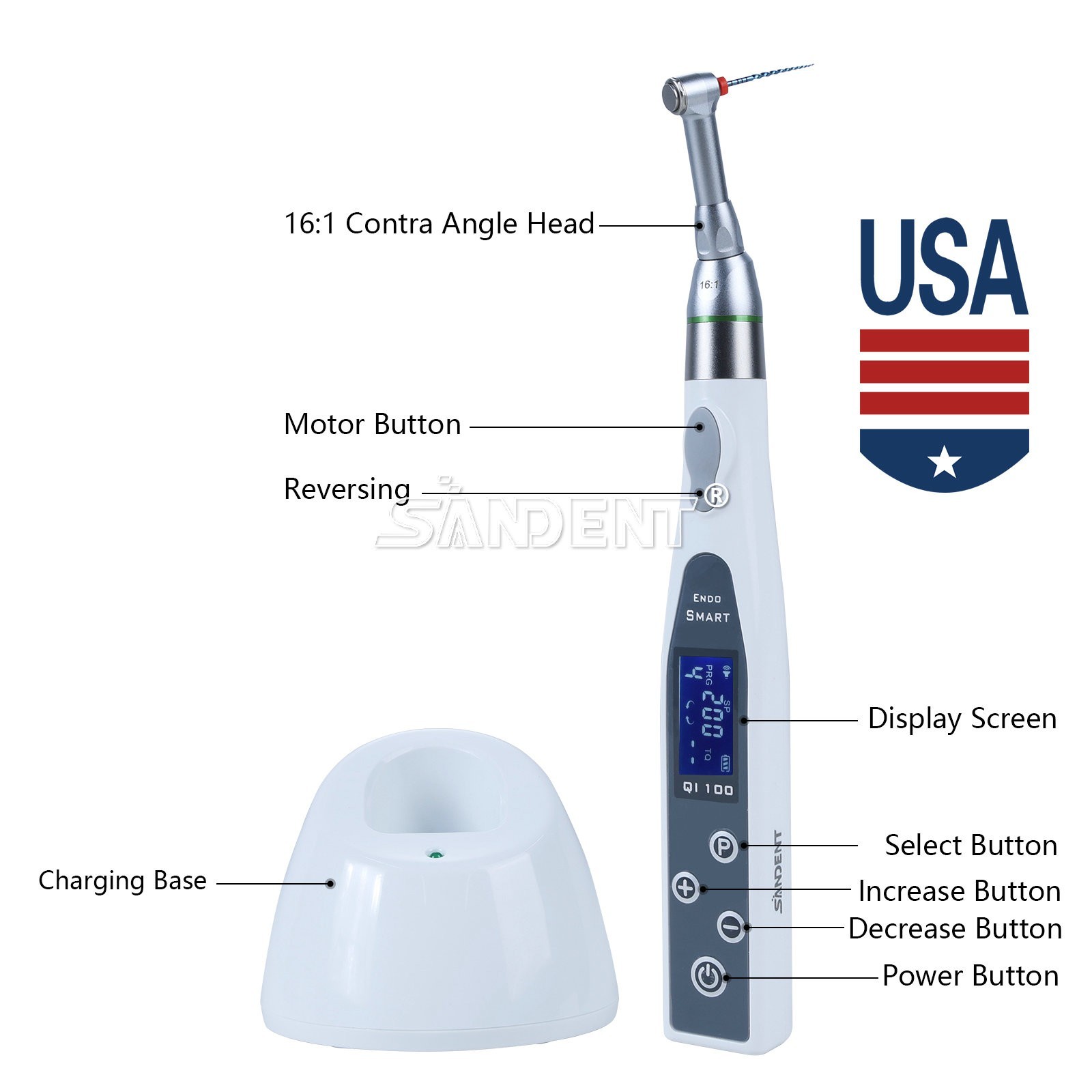 LED Dental Endo Motor 16:1 Contra Angle Root Canal Treatment Y-smart