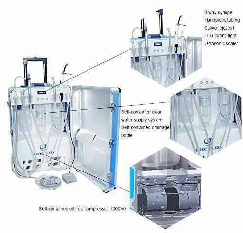 Greeloy GU-P206 Portable Dental Unit with Air Compressor High Volume Suction USA