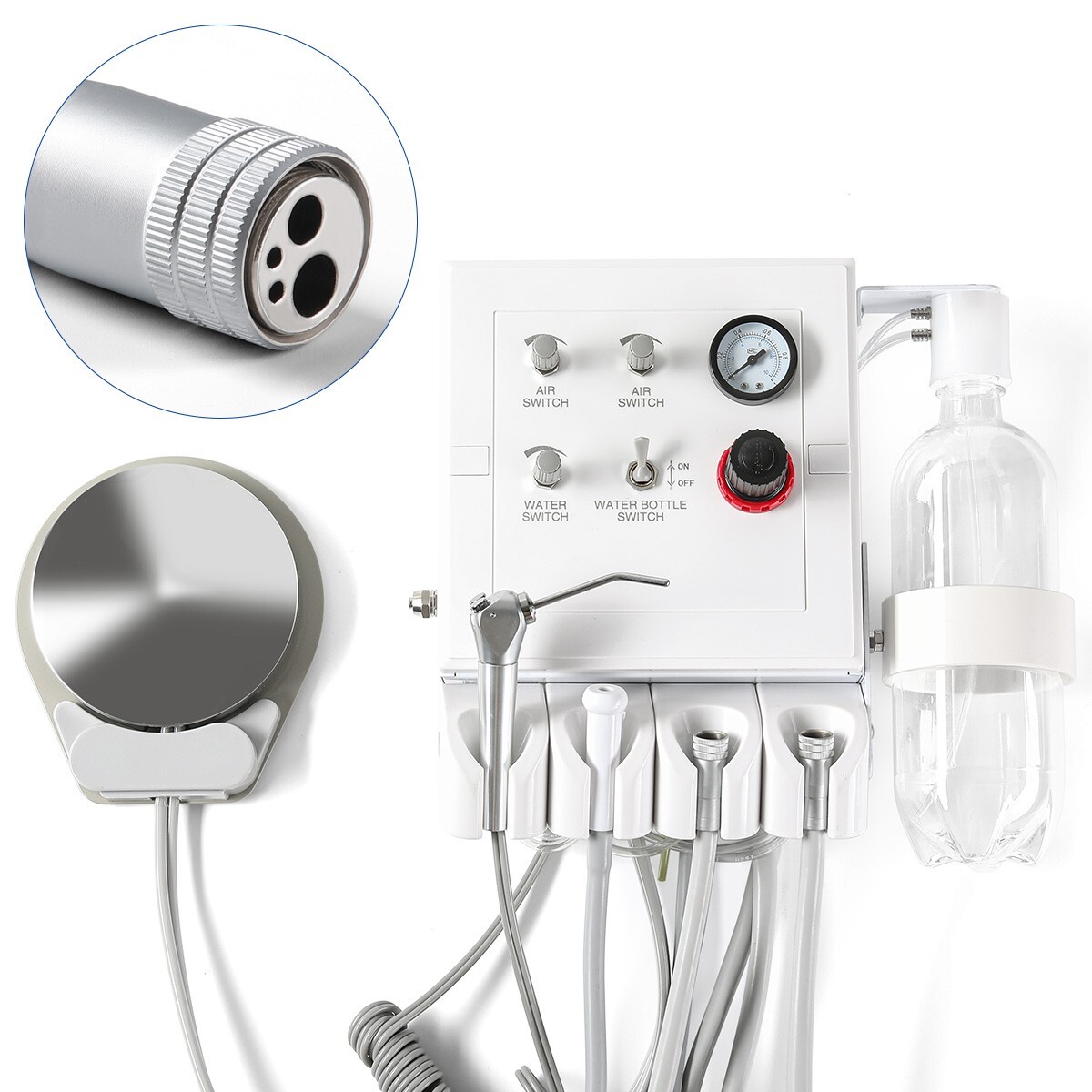 Portable Dental Turbine Unit 3 Way Syringe Work with Air Compressor 4 Holes