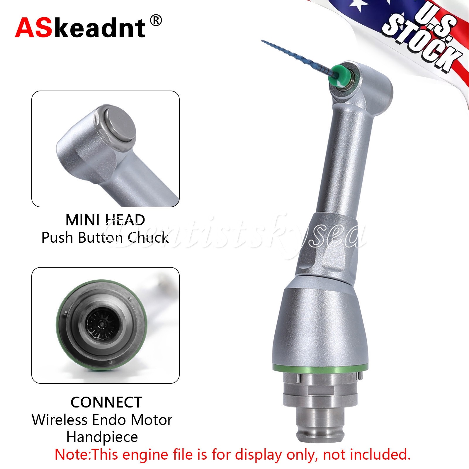 Dental Cordless LED Endo Motor 16:1 Contra Angle Head