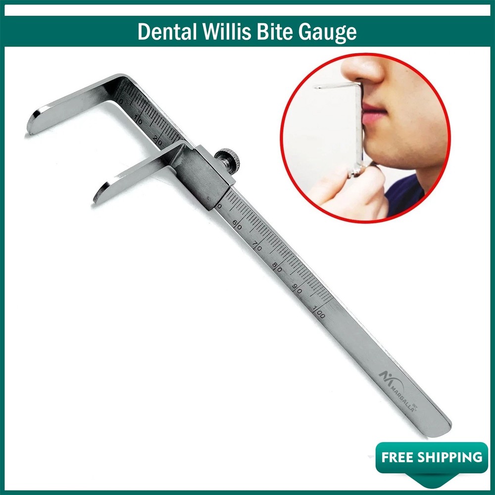 Dental Willis Bite Gauge Stainless Steel Ortho Dental Vertical Measurement Ruler