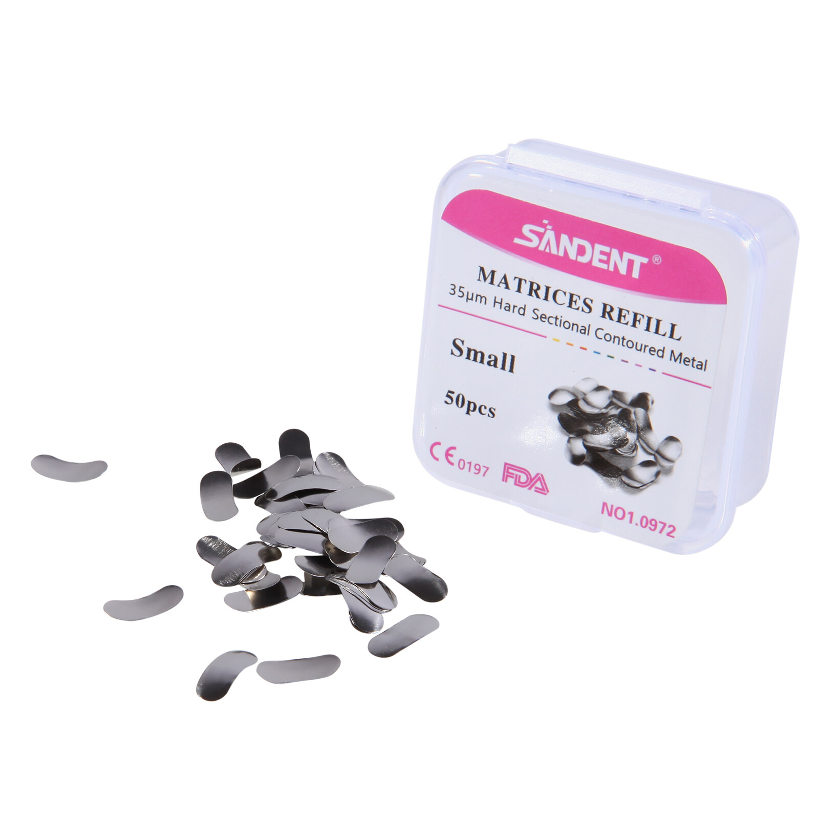 50Pcs/Pack Dental Metal Matrices Matrix Band Sectional Contoured Refill S/M/L MD