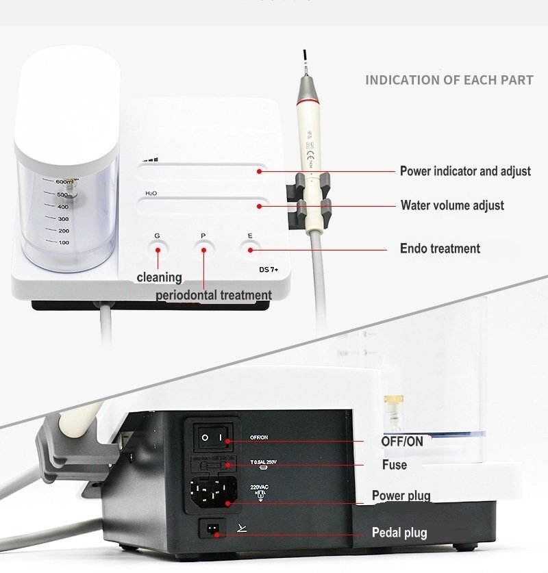 Dental DS7+ Ultrasonic Scaler LED Detachable Handpiece Compatible with Satelec