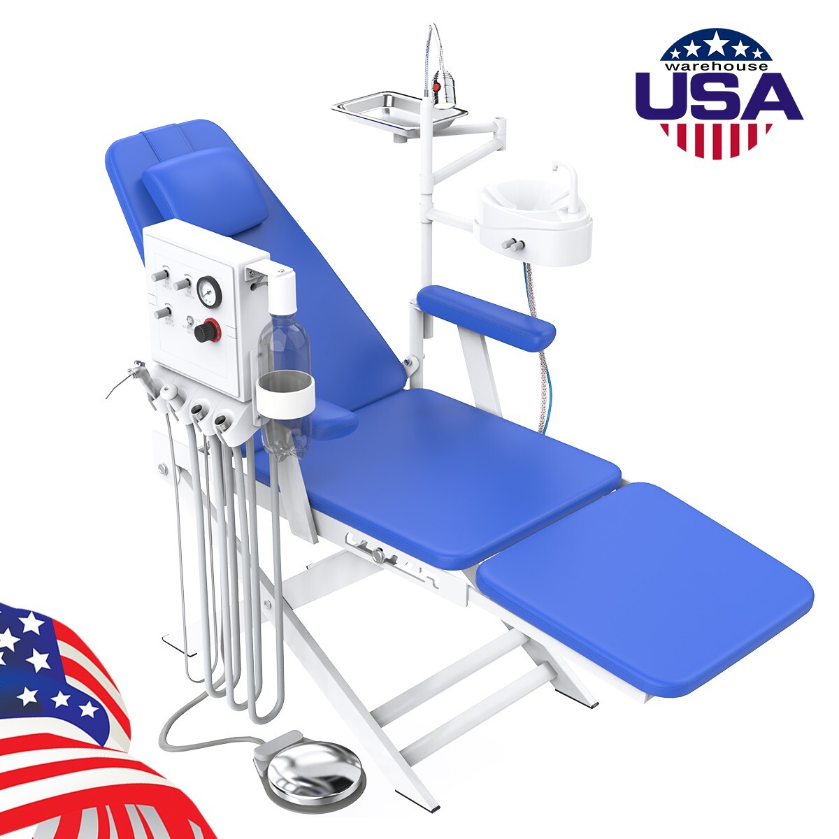 Portable Dental Chair Mobile Folding Silla Turbine+LED Cold Light PU Leather