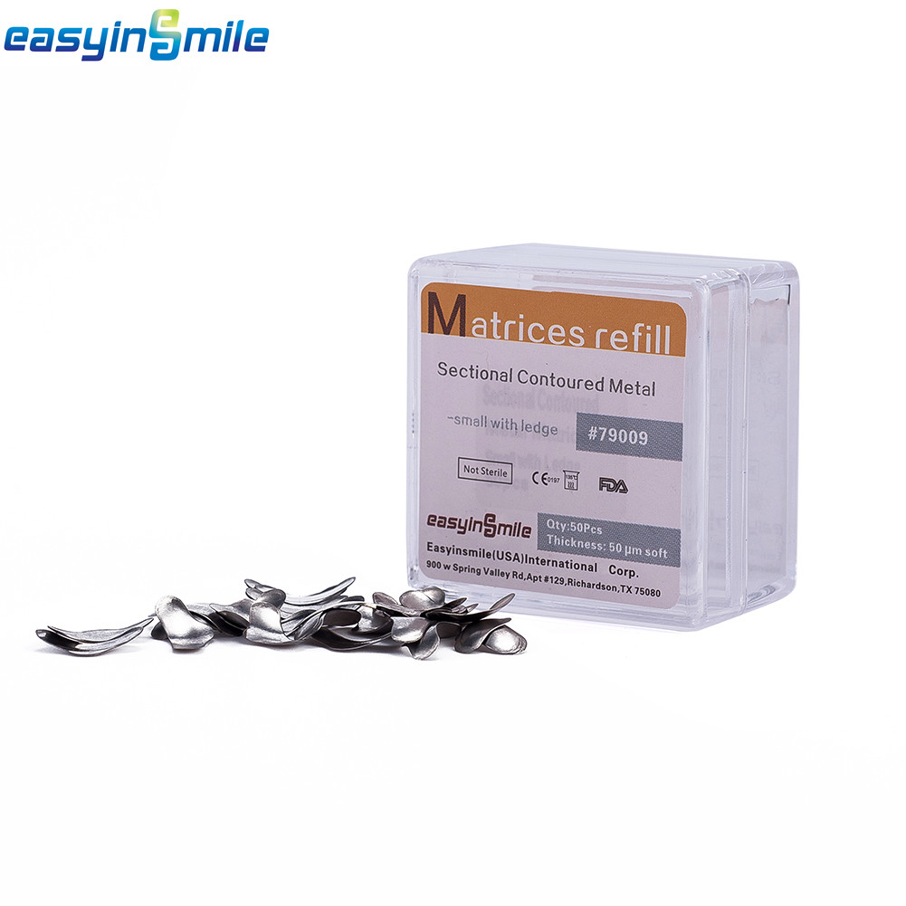 50Pcs Dental Matrices Bands Sectional Contoured Metal Matrix bands soft S/M/L US