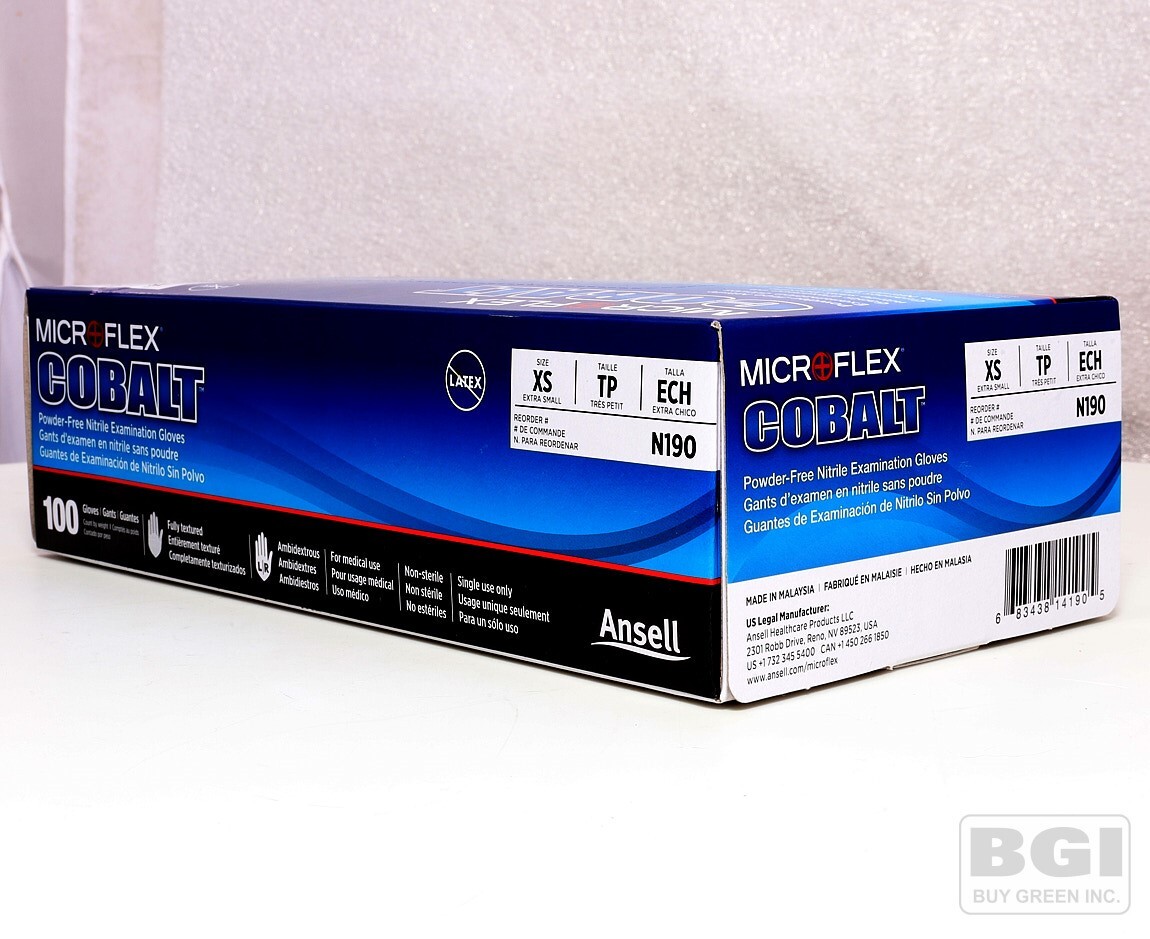 1000x EXTRA SMALL MICROFLEX COBALT POWEDER FREE N190 MEDICAL EXAM & LAB GLOVES