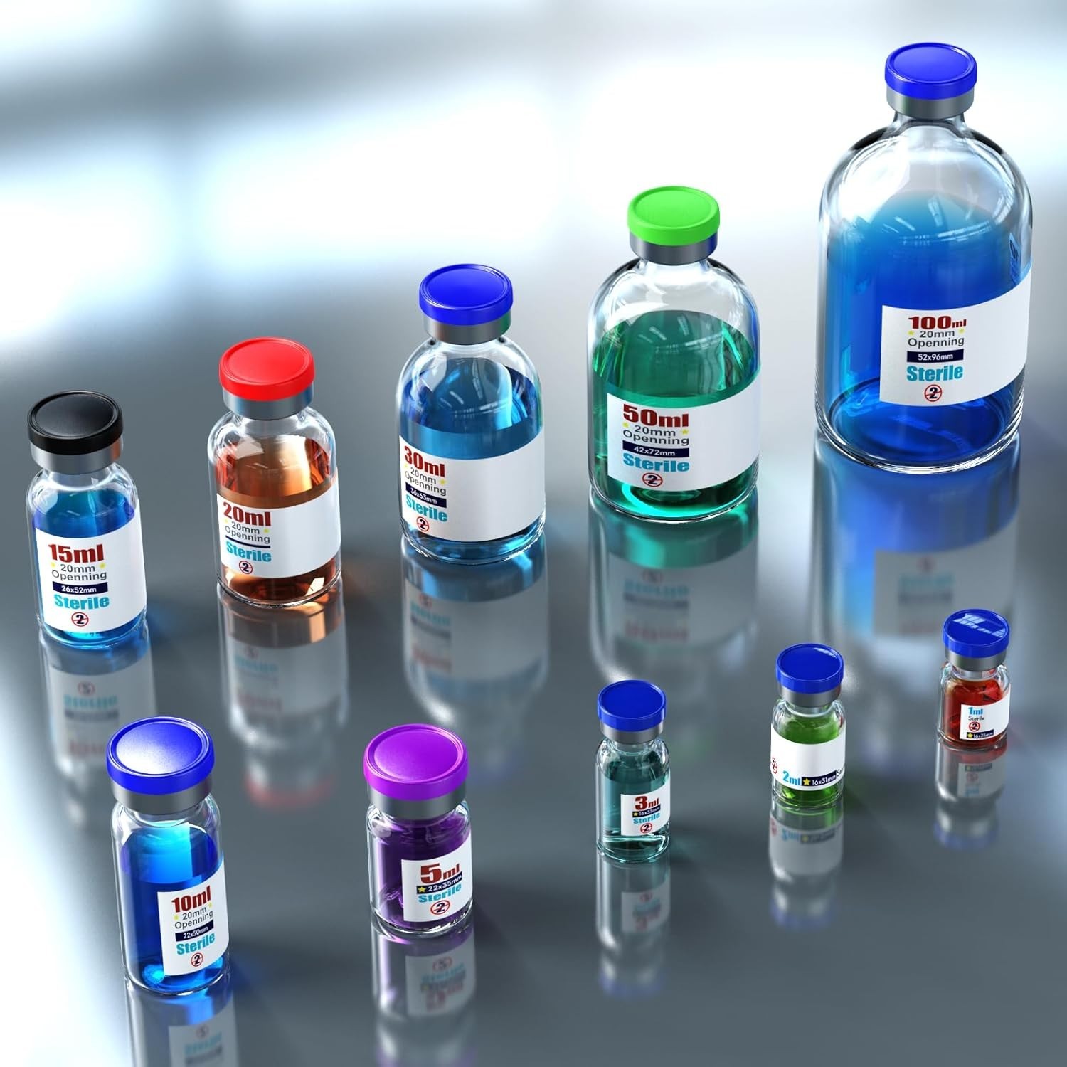Pack of 10 Leak-Proof 5ml Sterile Vials with Aluminum Flip Cap for Laboratories