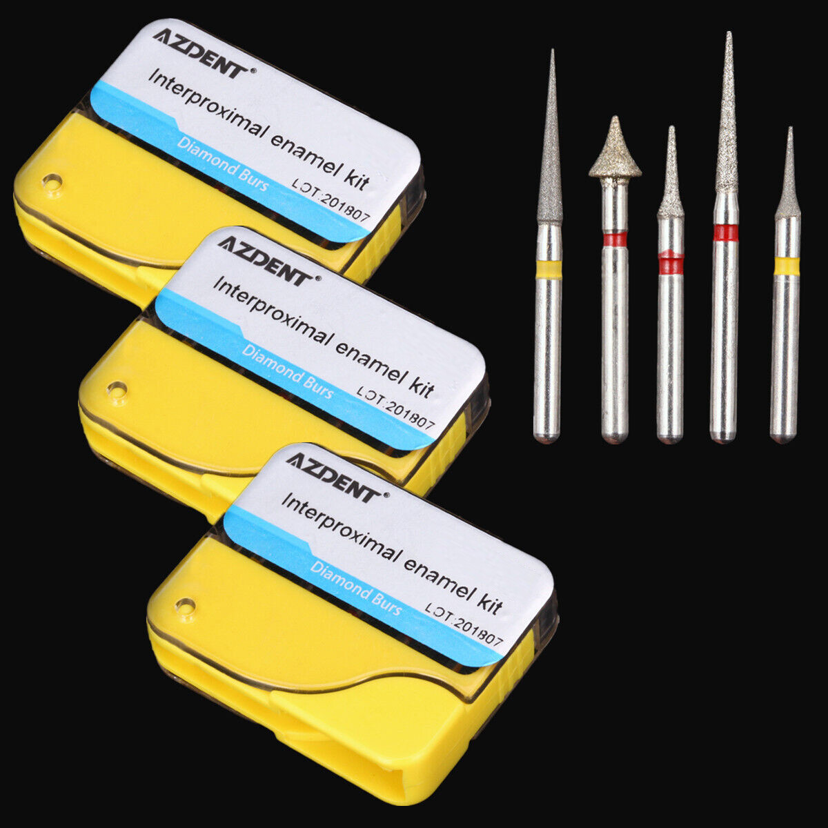 3 Boxes Dental High Speed Diamond Burs Drill Interproximal Enamel kit AZDENT