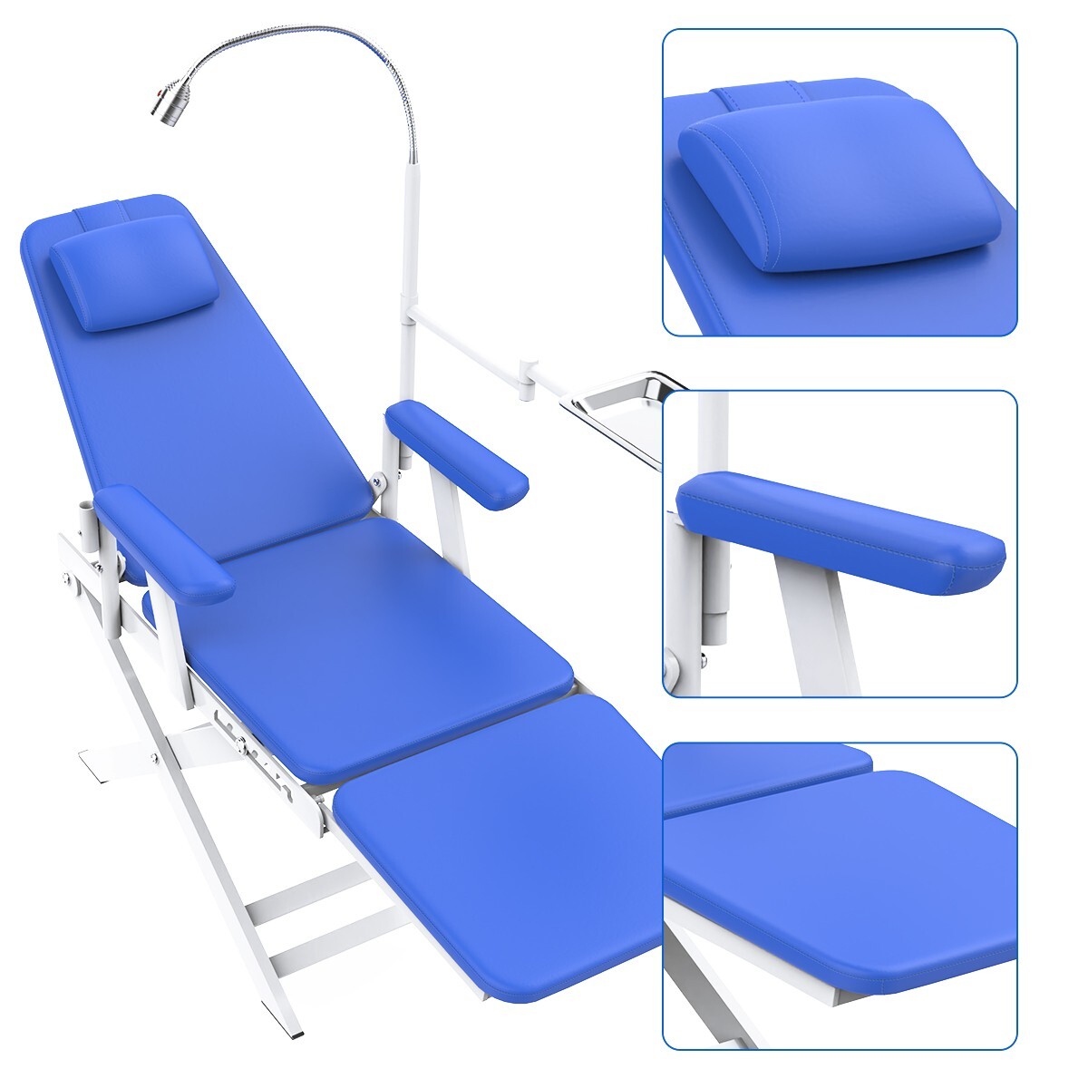Protable Dental Chair with Oral Light Lamp PU Leather /Post Mounted Utility Tray