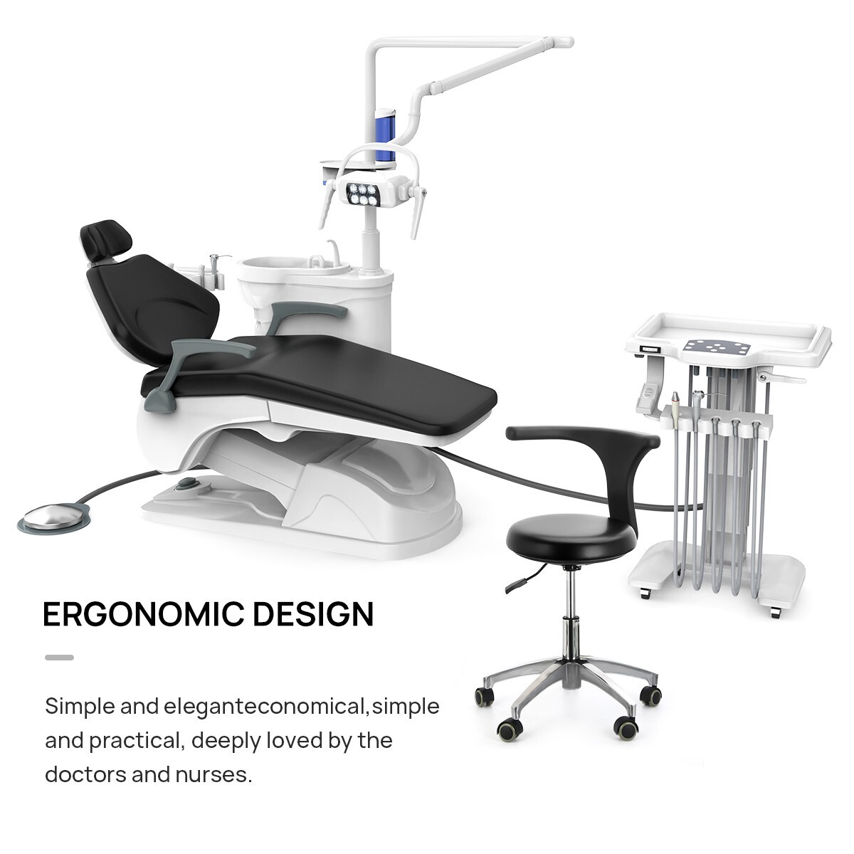 Dental Unit Chair Computer Controlled DC Motor PU Hard Leather +Doctor Stool FDA