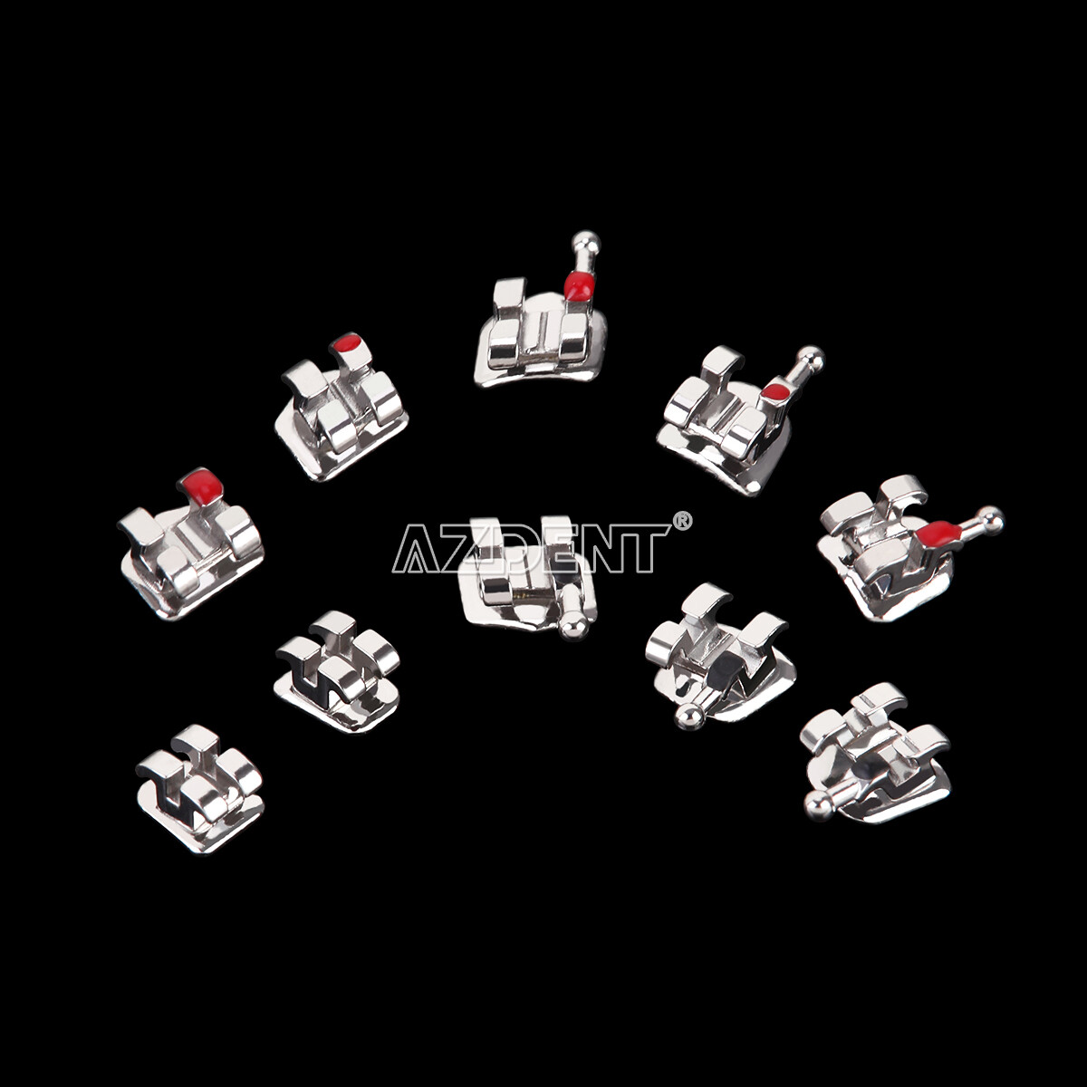 AZDENT Orthodontic Brackets Mini/Standard Roth/MBT Slot 0.022/0.018 Hook3/3-4-5