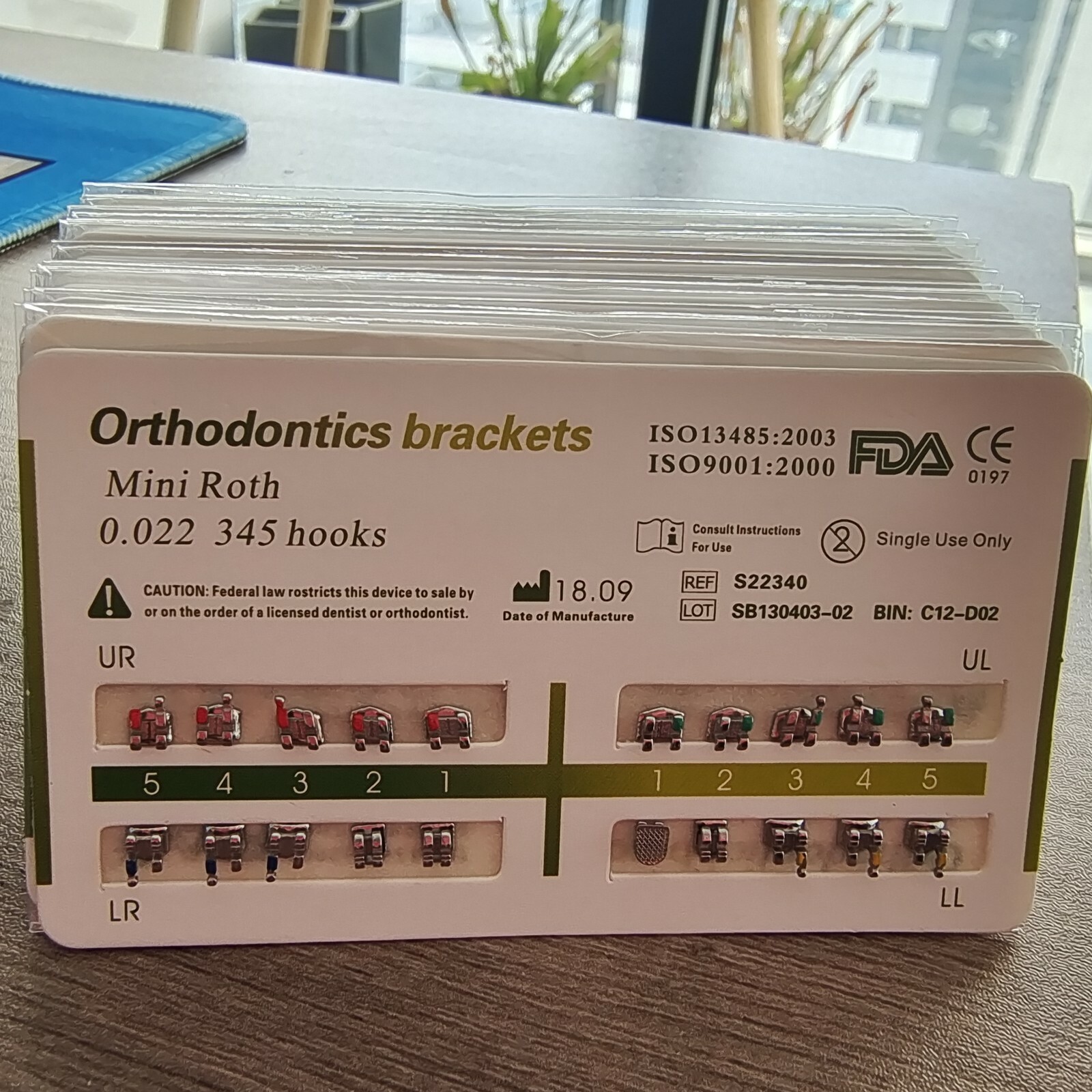 100x Dental Orthodontic Metal Brackets Braces Mini Roth 022″ Mesh Below 345Hooks