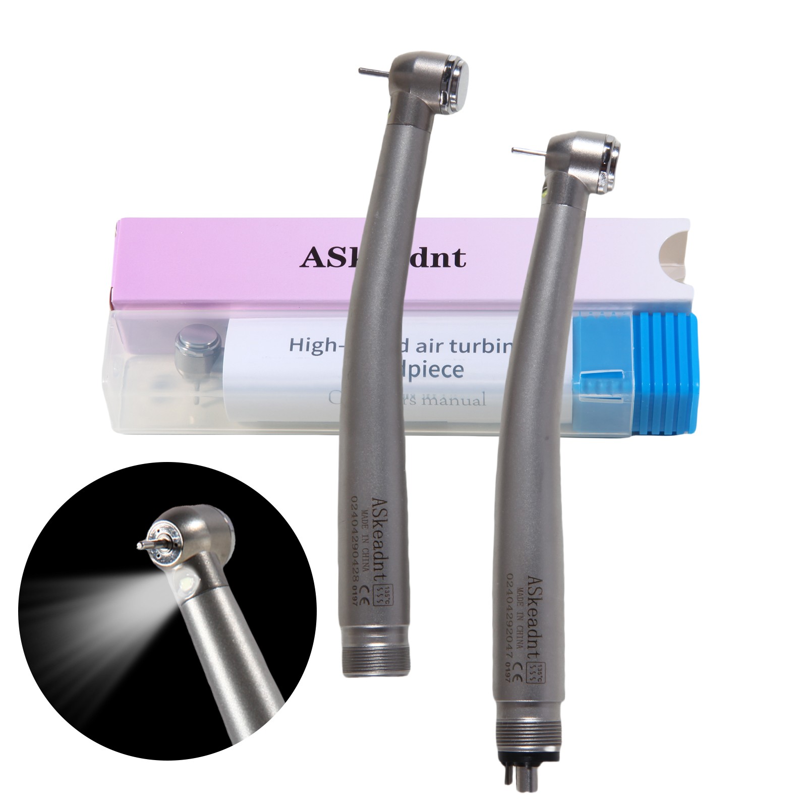 Dental Fiber Optic E-generator LED High Speed Handpiece Turbine 2/4H ASkeadnt ns