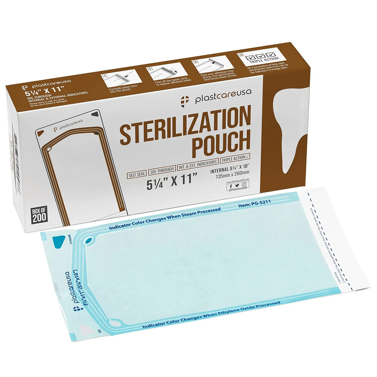 200 Self Sealing Sterilization Pouches 5.25 x 10 Inch Autoclave Dental Medica…