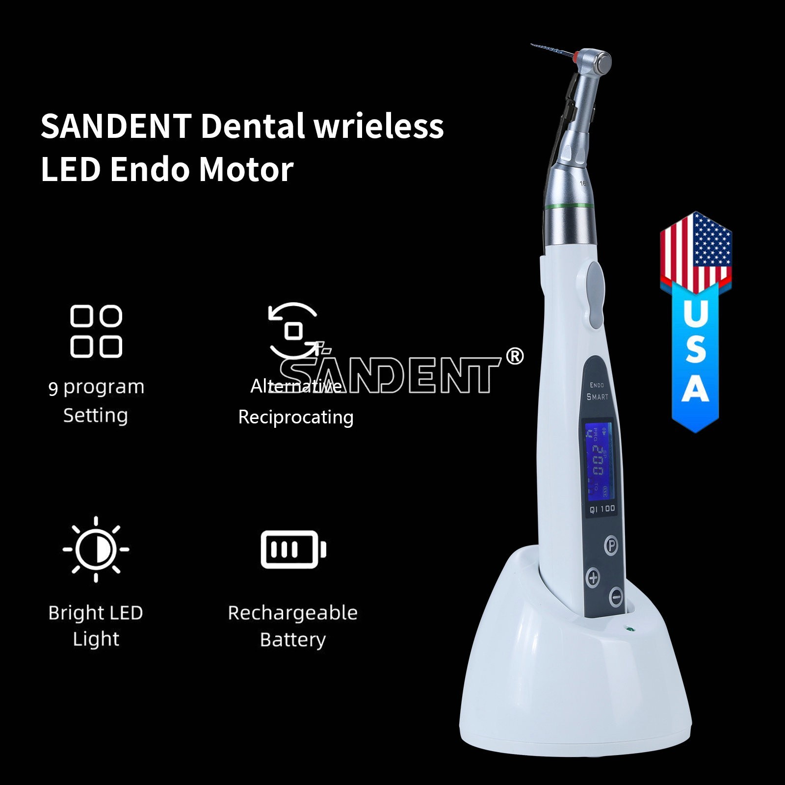 LED Dental Endo Motor 16:1 Contra Angle Root Canal Treatment Y-smart