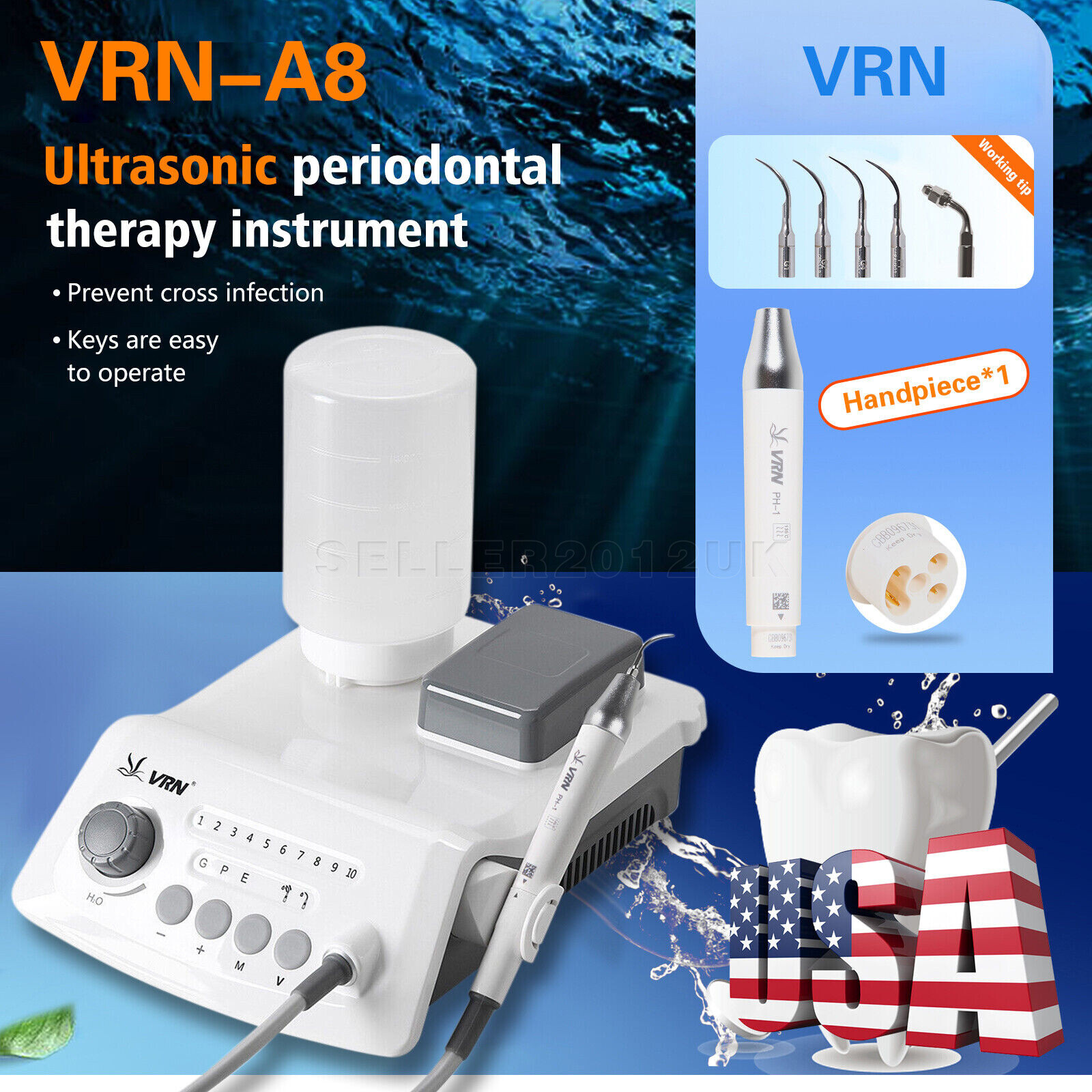 Woodpecker Style Dental LED Ultrasonic Scaler Scaling Perio Endo Handpiece+Tips