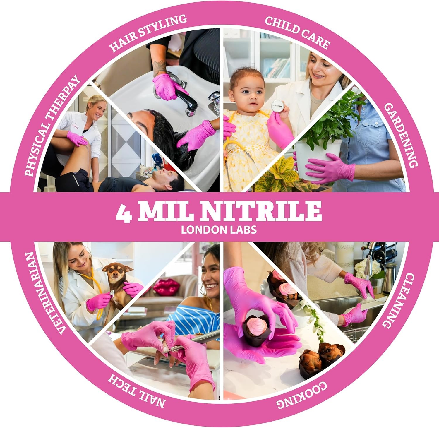 4 Mil – Fuchsia Pink Nitrile Gloves – Disposable Latex Free & Powder Free–