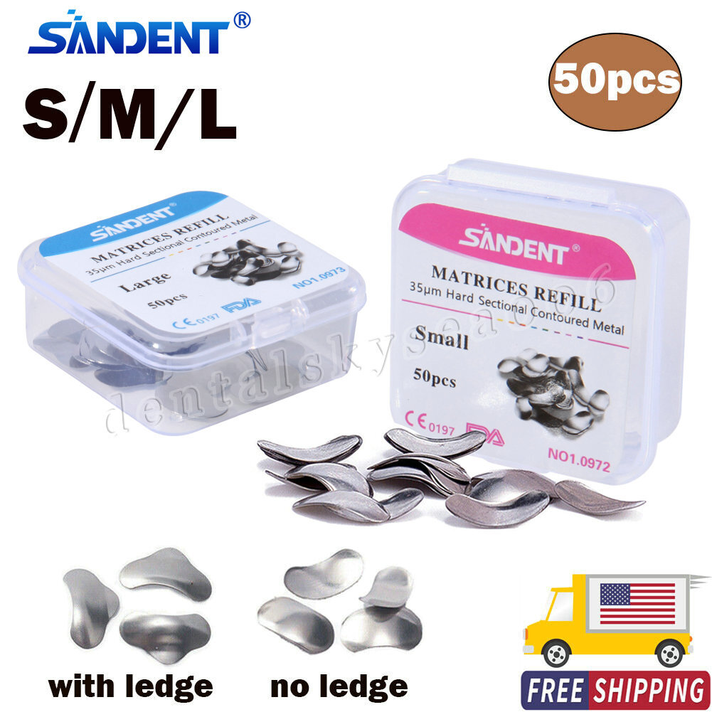 Dental Metal Matrices Matrix Band Sectional Contoured Refill Box S/M/L USA