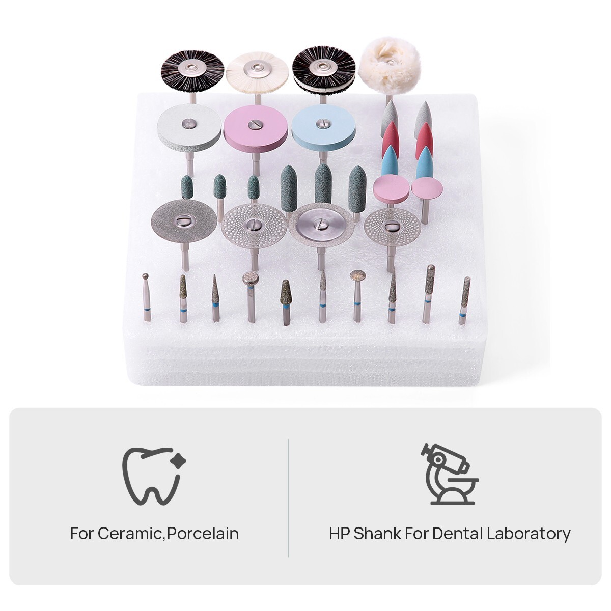 35 Pcs Dental Lab Use Grinding & Polishing Kit For Ceramics / Porcelain HP Bur