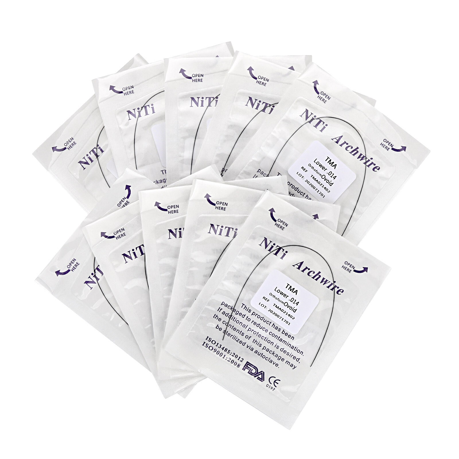 Dental Orthodontic TMA Beta Arch Wire Ti-Mo Alloy Round Ovoid/Natural 012-020