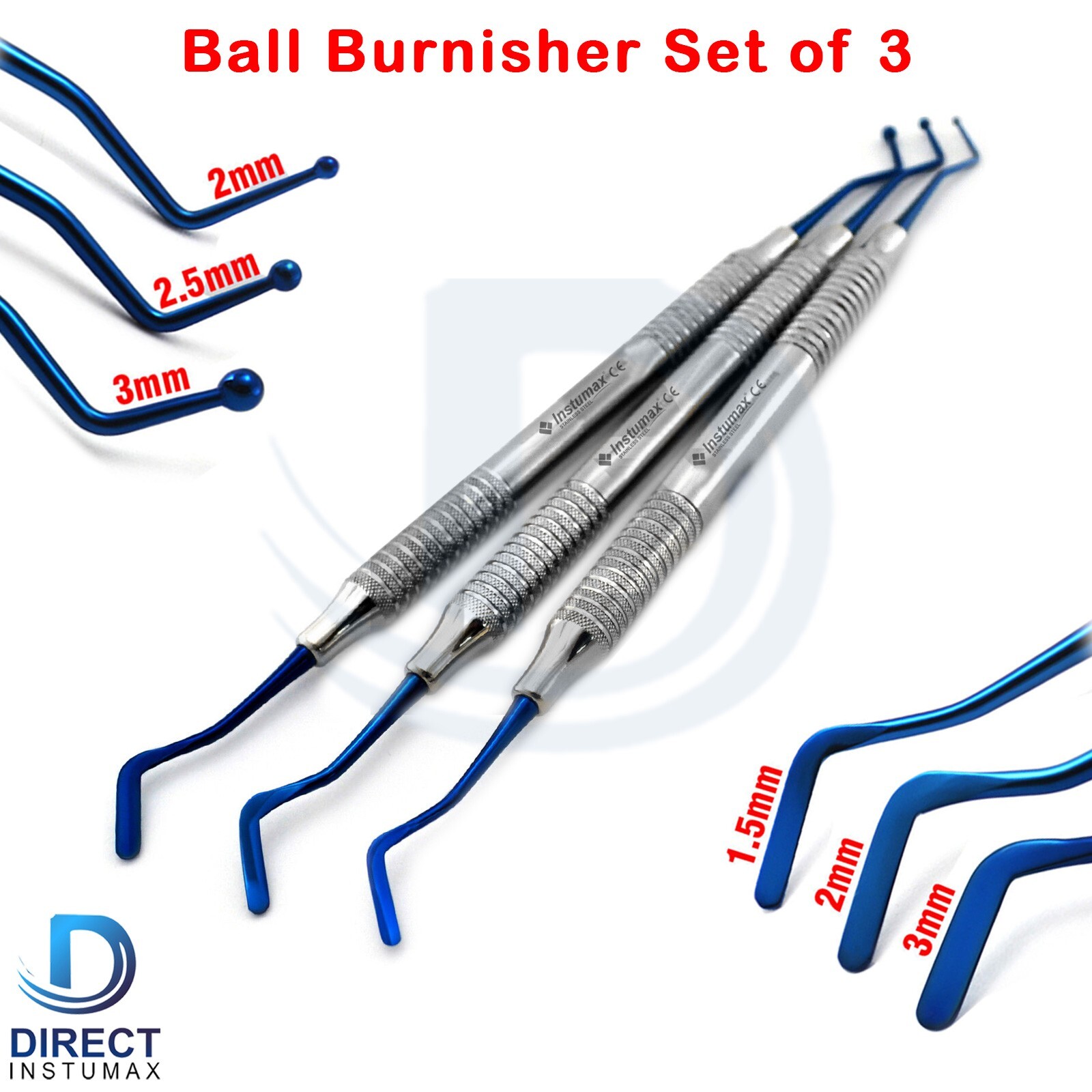 Dental Filling Instruments Composite Blue Ball Tips Restoration Flat Plastic Lab