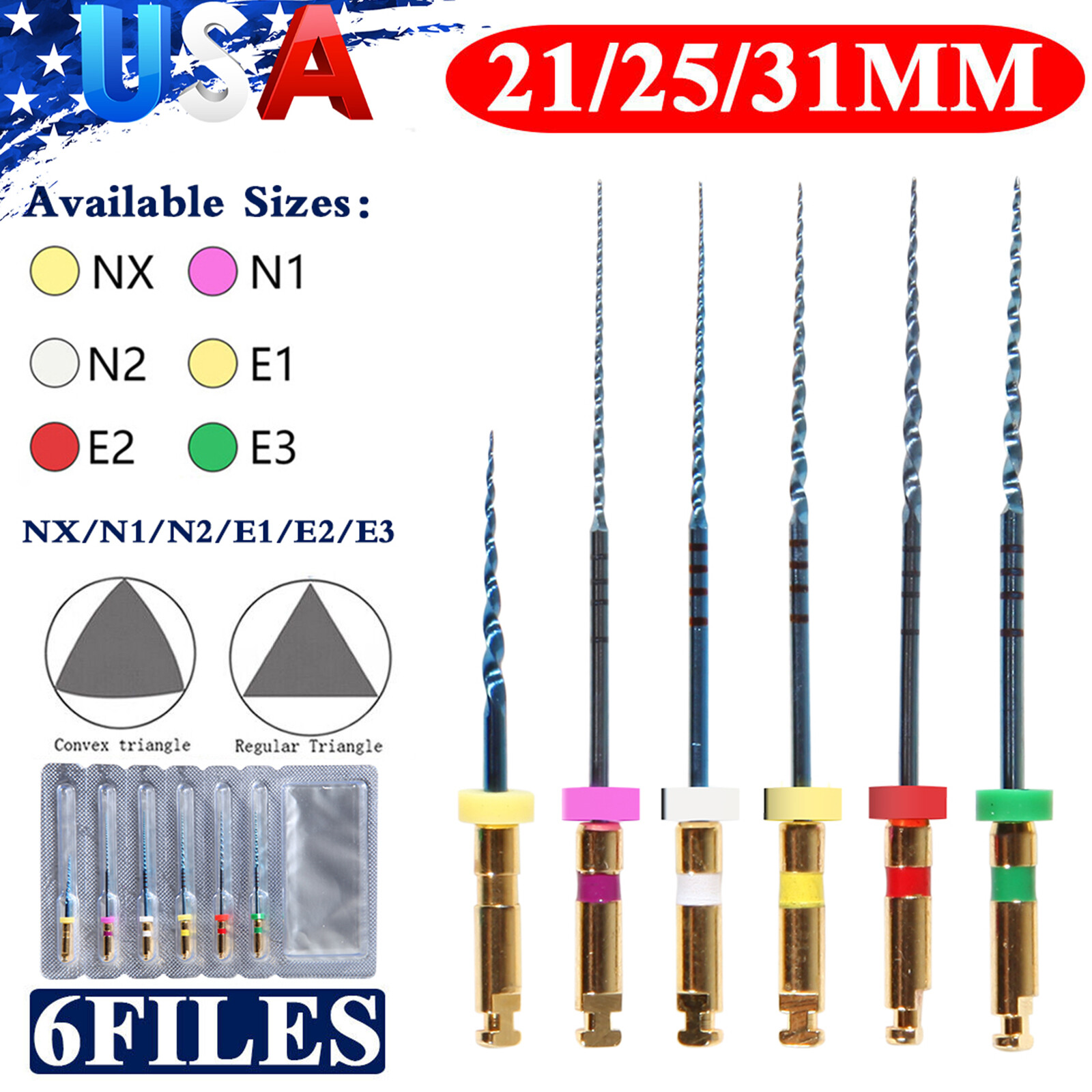 21mm 25mm 31mm Dental Endo Rotary Files NITI Endodontic Files Tips SANDENT ns