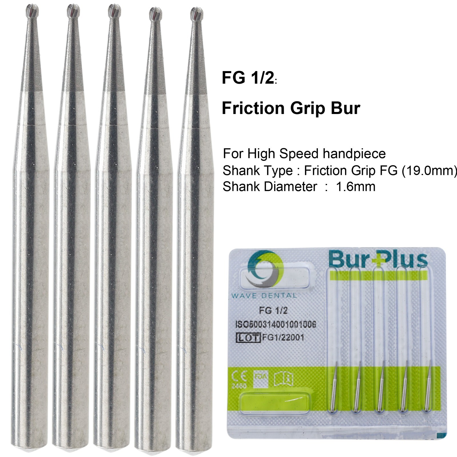 Wave Dental Round Carbide Bur FG Diamond Bur Surgical Long Round Ball High Speed