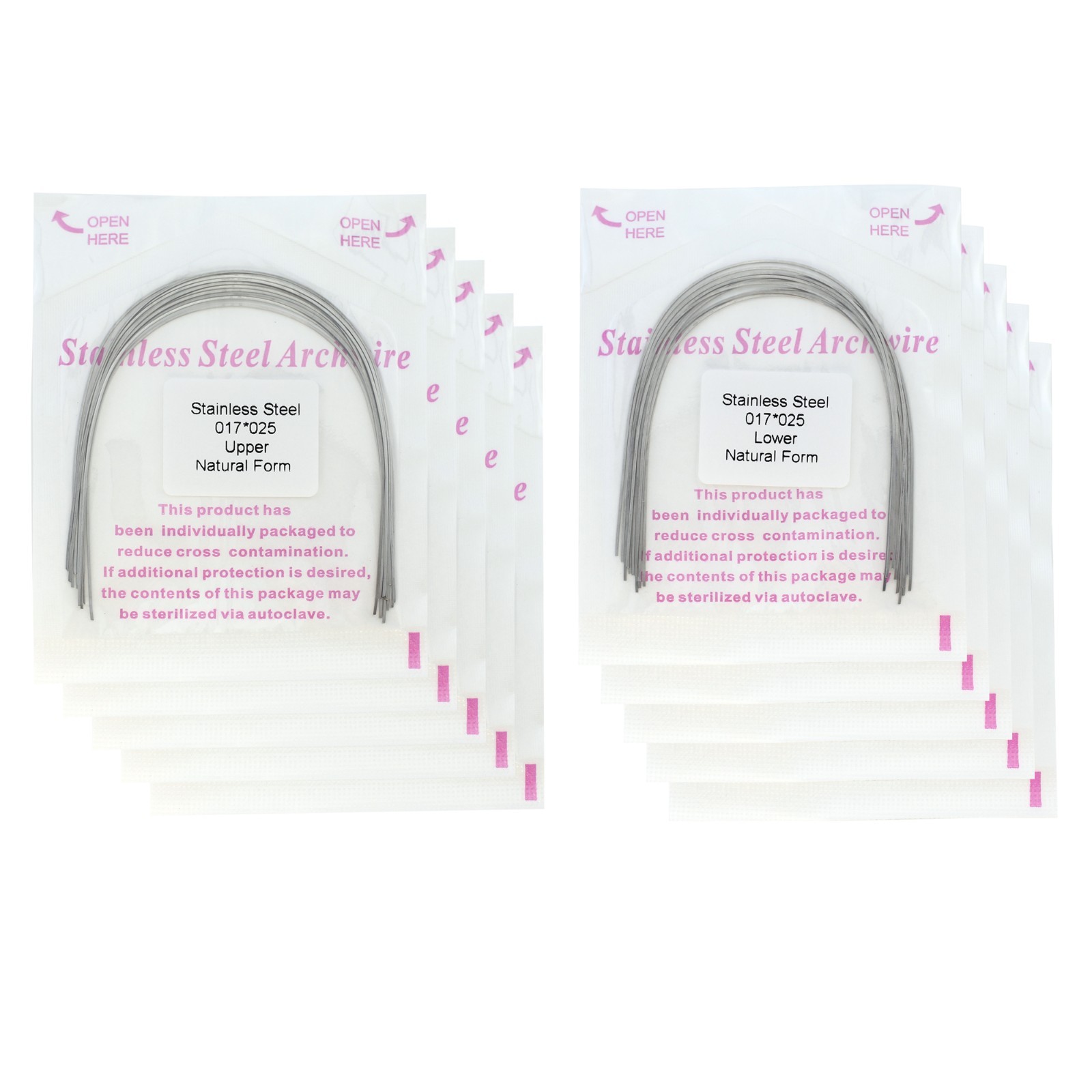 100pcs Orthodontic Archwire Stainless Steel Brace Wires Natural Round Rectanglar