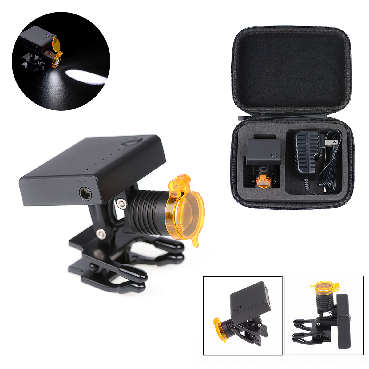 3W LED Wireless Dental Medical Clip-on Head Light with Filter & Bag US STOCK