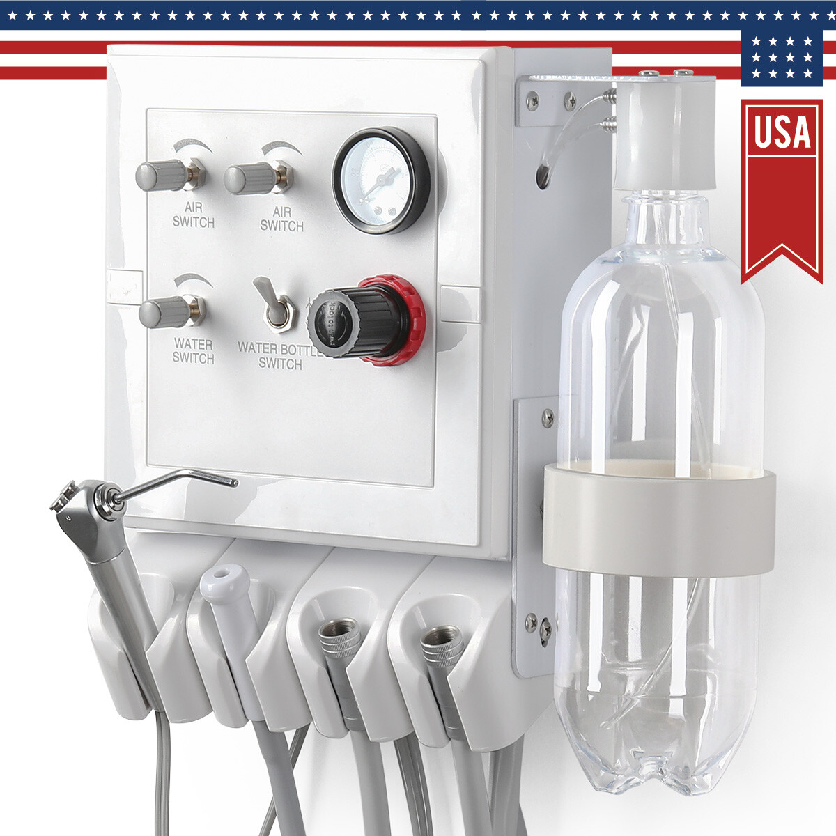 Portable Dental Turbine Unit Air Compressor/High&Low Speed Handpiece Kit 2/4Hole