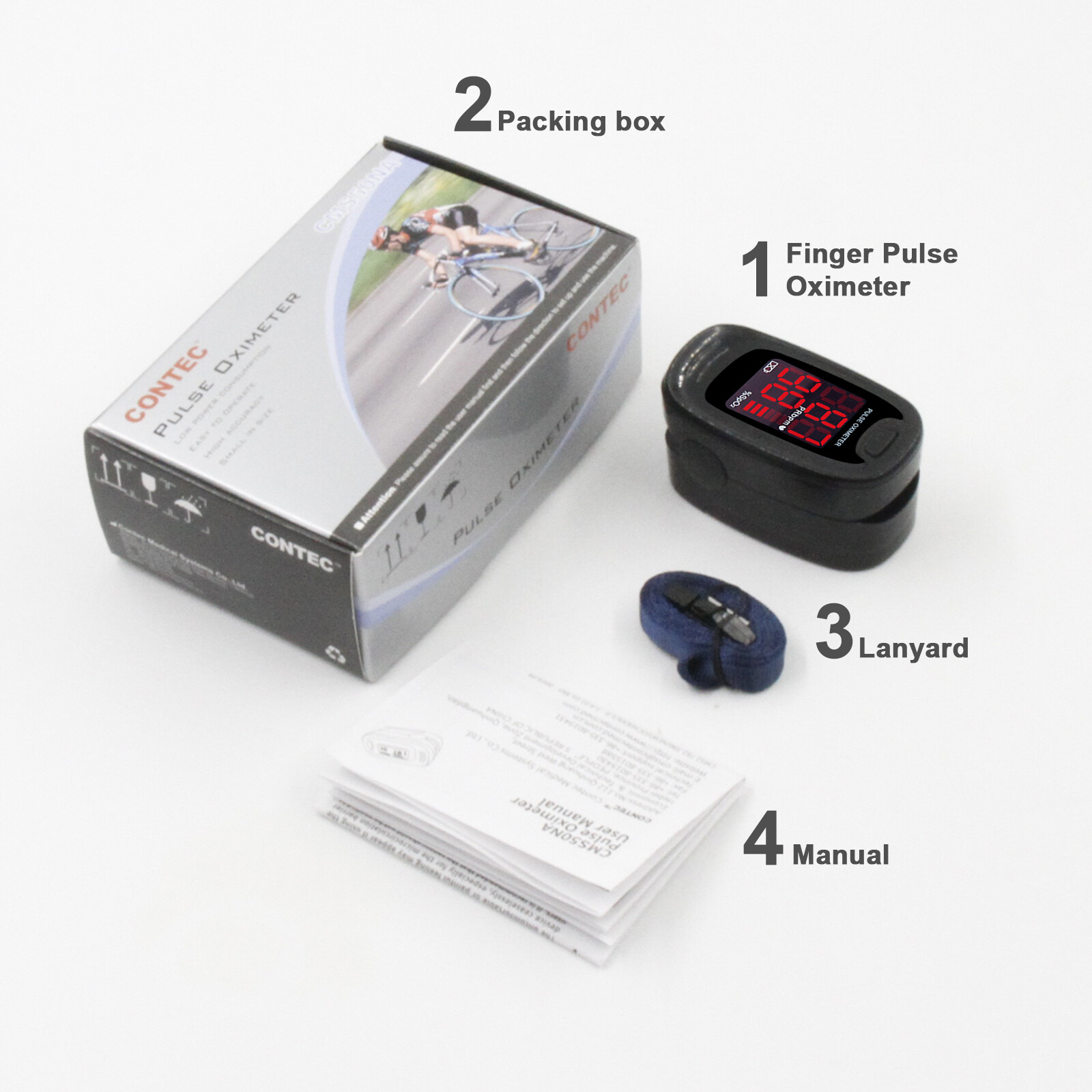 Finger Pulse Oximeter Blood Oxygen Saturation Heart Rate Measuring SpO2 Monitor