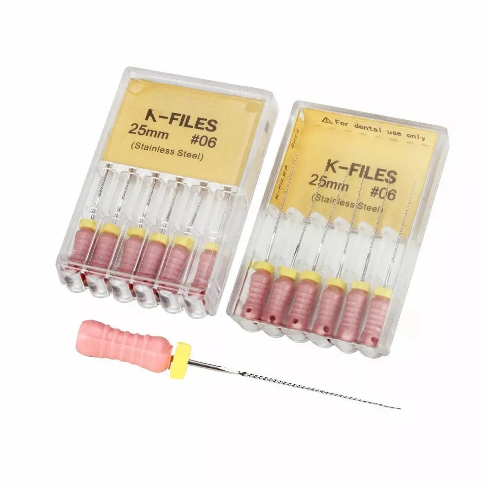 K-FILE Dental Endodontic Root Canal Hand Use K-Files 25mm Stainless Steel 6 Pcs