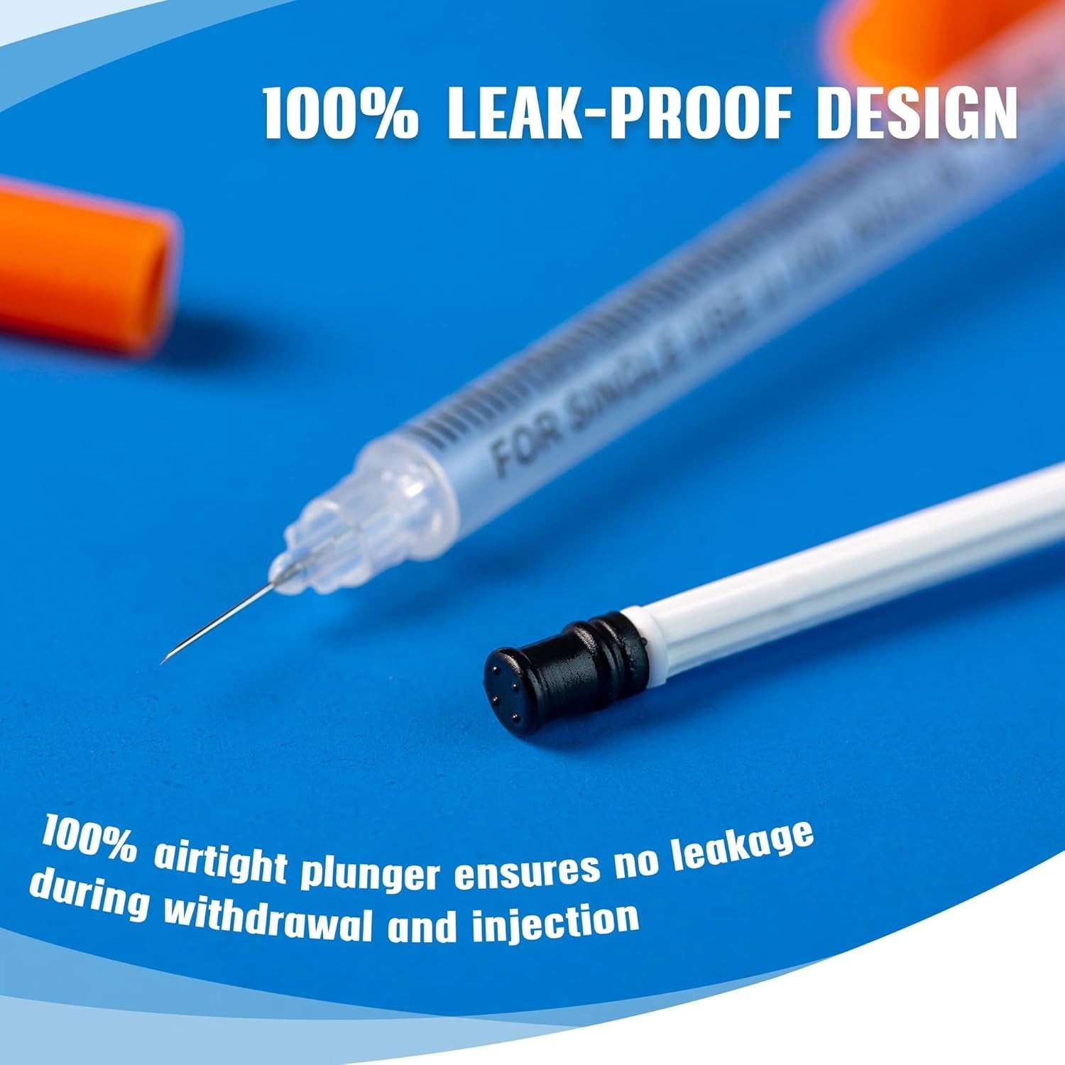 Lab Syringe 1ml 27G 1/2 Inch Plastic Dispensers 100 Pack Individually Sealed