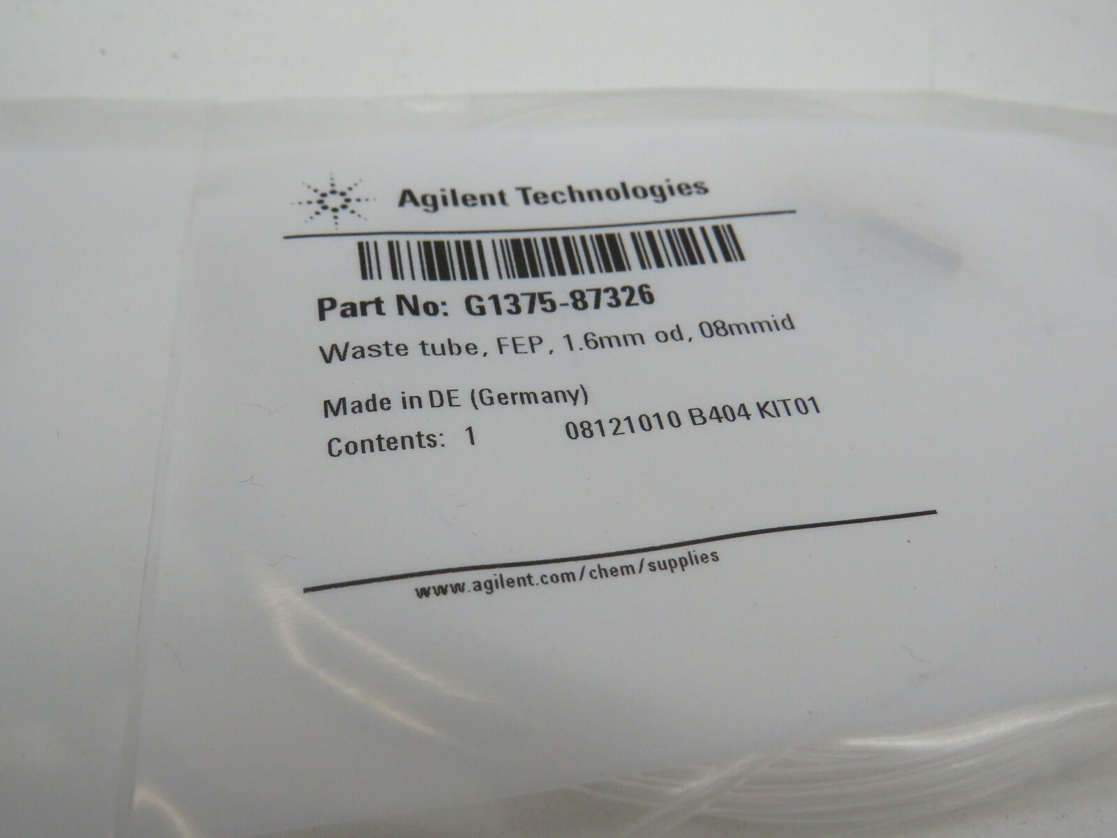 Agilent Technologies G1375-87326 Waste Tube FEP 1.6mm OD x 0.88mm ID