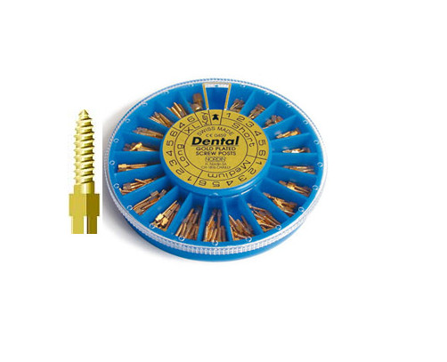 Screw Posts, Dental Gold Plated Conical Cross Head Lead Free Alloy, Assortment