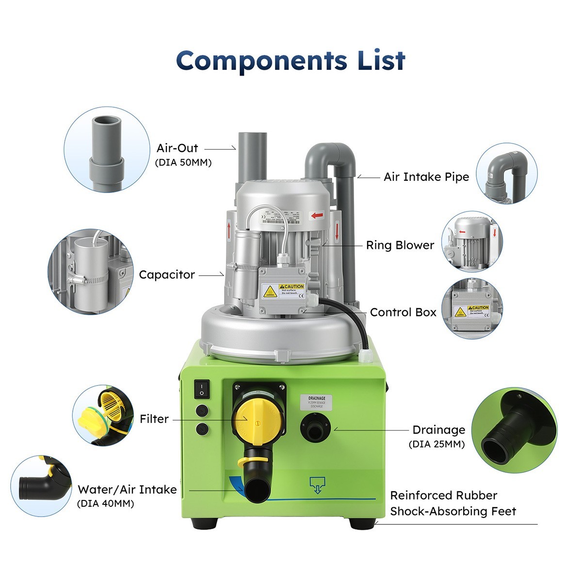 FDA CE Dental Mobile Suction Unit Pressure Pump Strong Suction 300L/600L/min