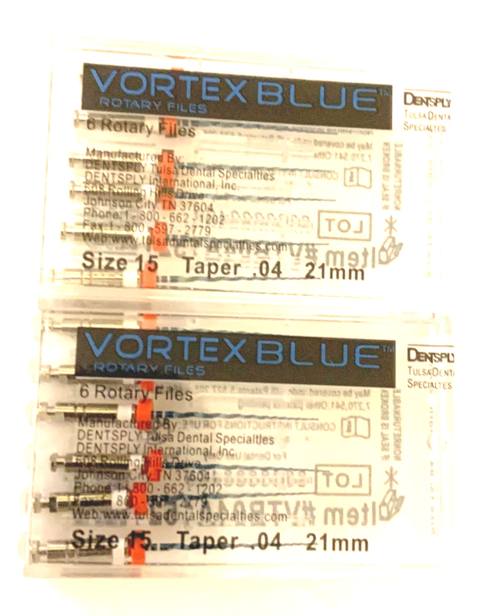 2 pks .04 Vortex Blue Rotary Files Dentsply Tulsa Dental Root Canal #15