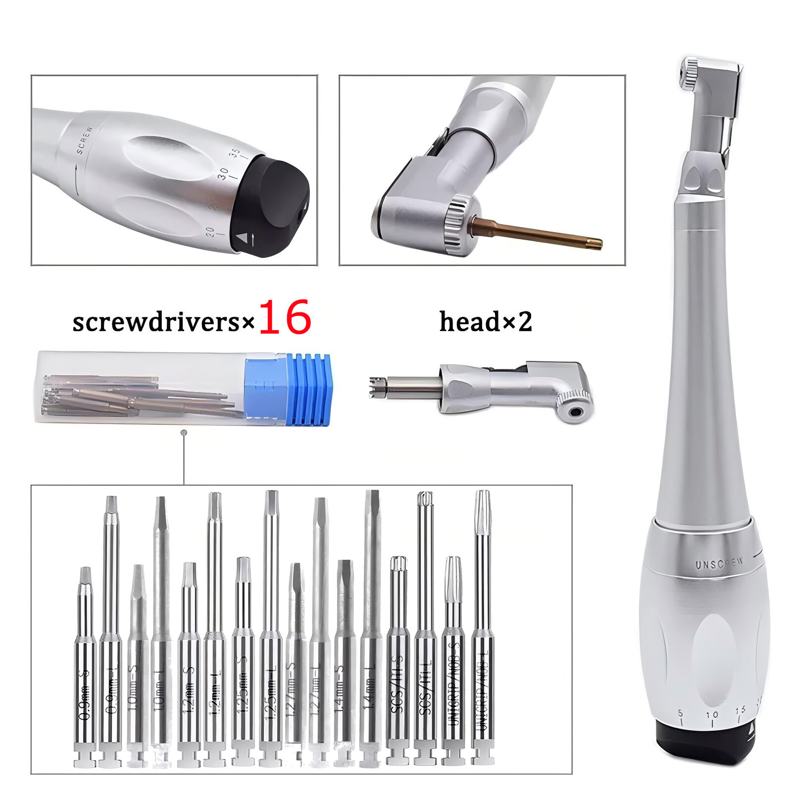 NEW Dental Torque Wrench Universal Implant Wrench Contra Angle 16 Drivers Wrench