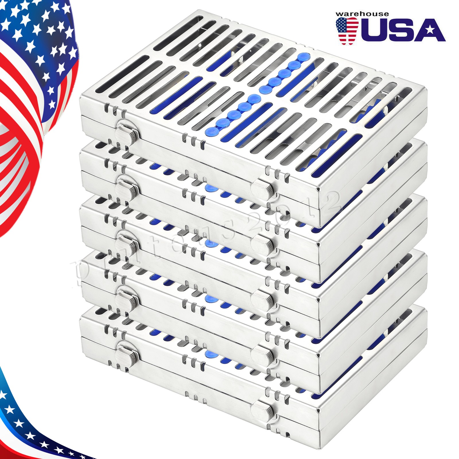 5 DENTAL SURGICAL AUTOCLAVE STERILIZATION CASSETTES RACKS BOX FOR 10 INSTRUMENTS
