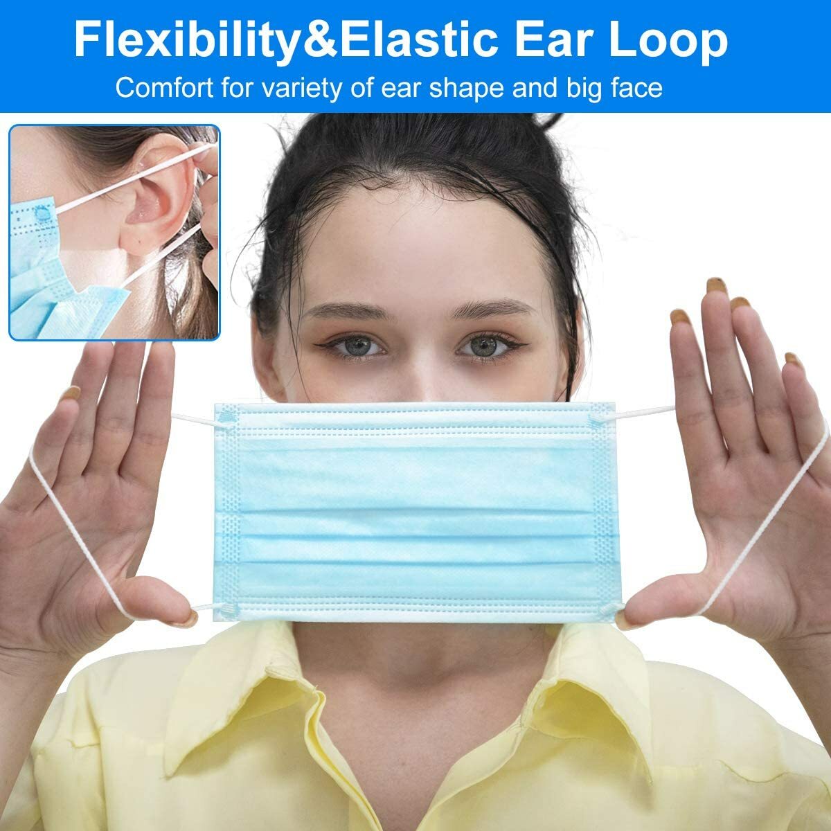 50/100 PCS Face Mask Mouth & Nose Protector Respirator Masks USA Seller Blue
