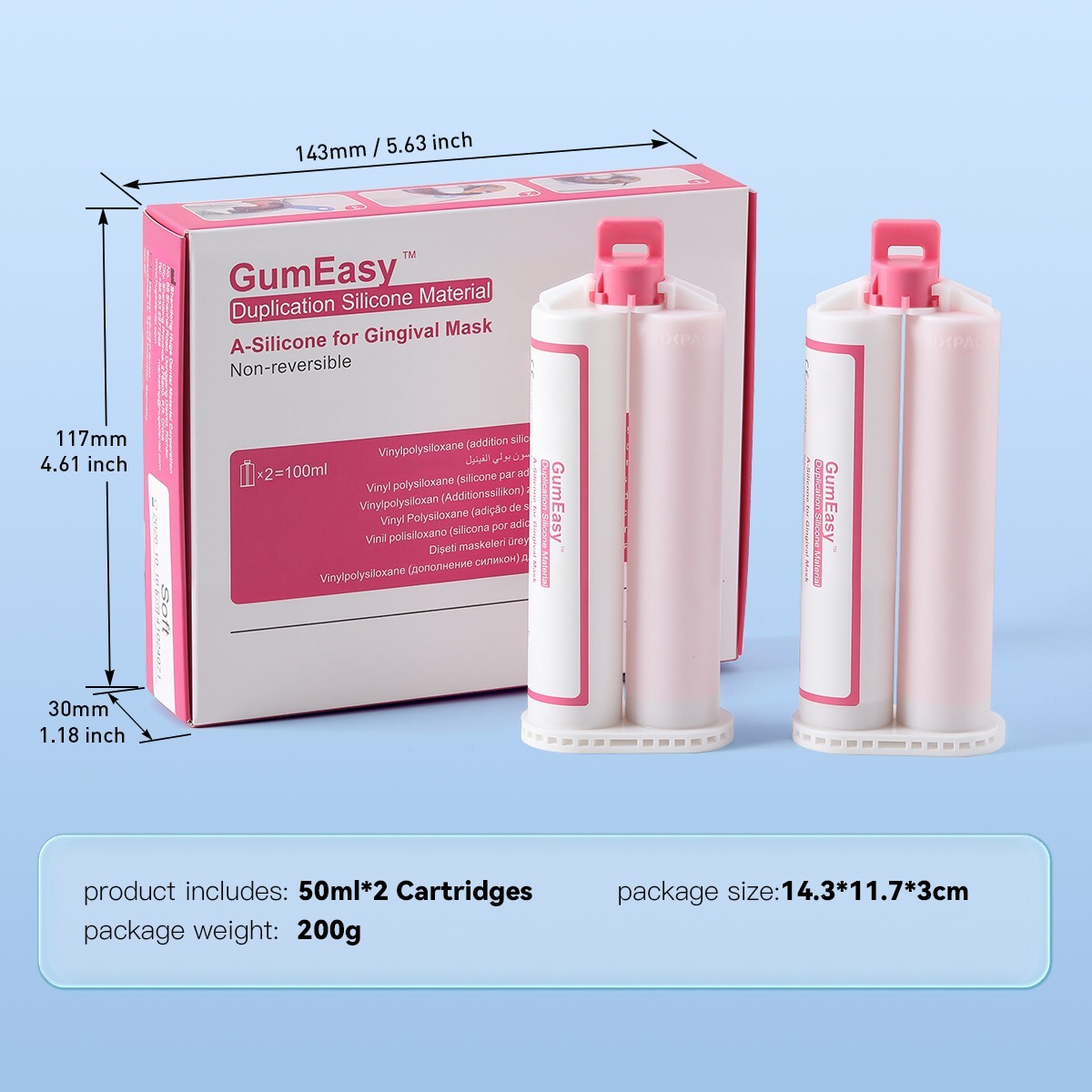 Dental Automix Flexible A-Silicone-Based for Gingival Mask Duplication Silicone