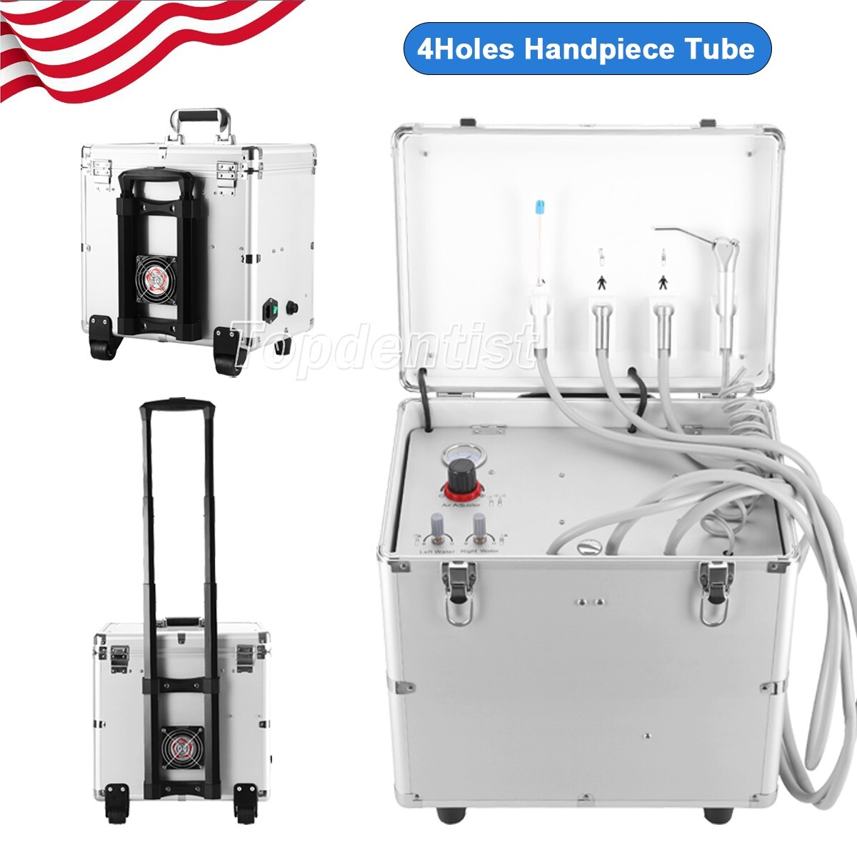 Portable Dental Mobile Delivery Unit Air Compressor Triplex Syringe Suction 4H