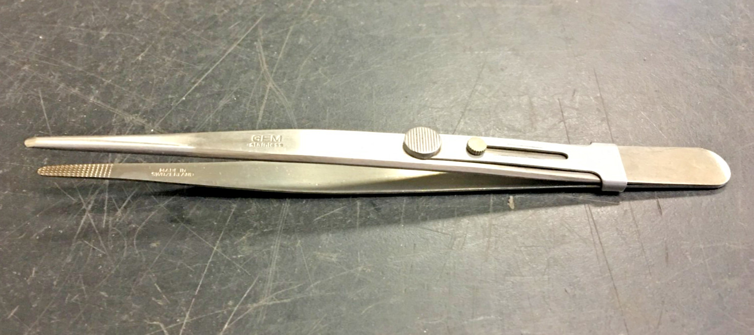 GEM, Medical Surgical Dressing Forceps Tweezer 6” Stainless Steel, SWITZERLAND