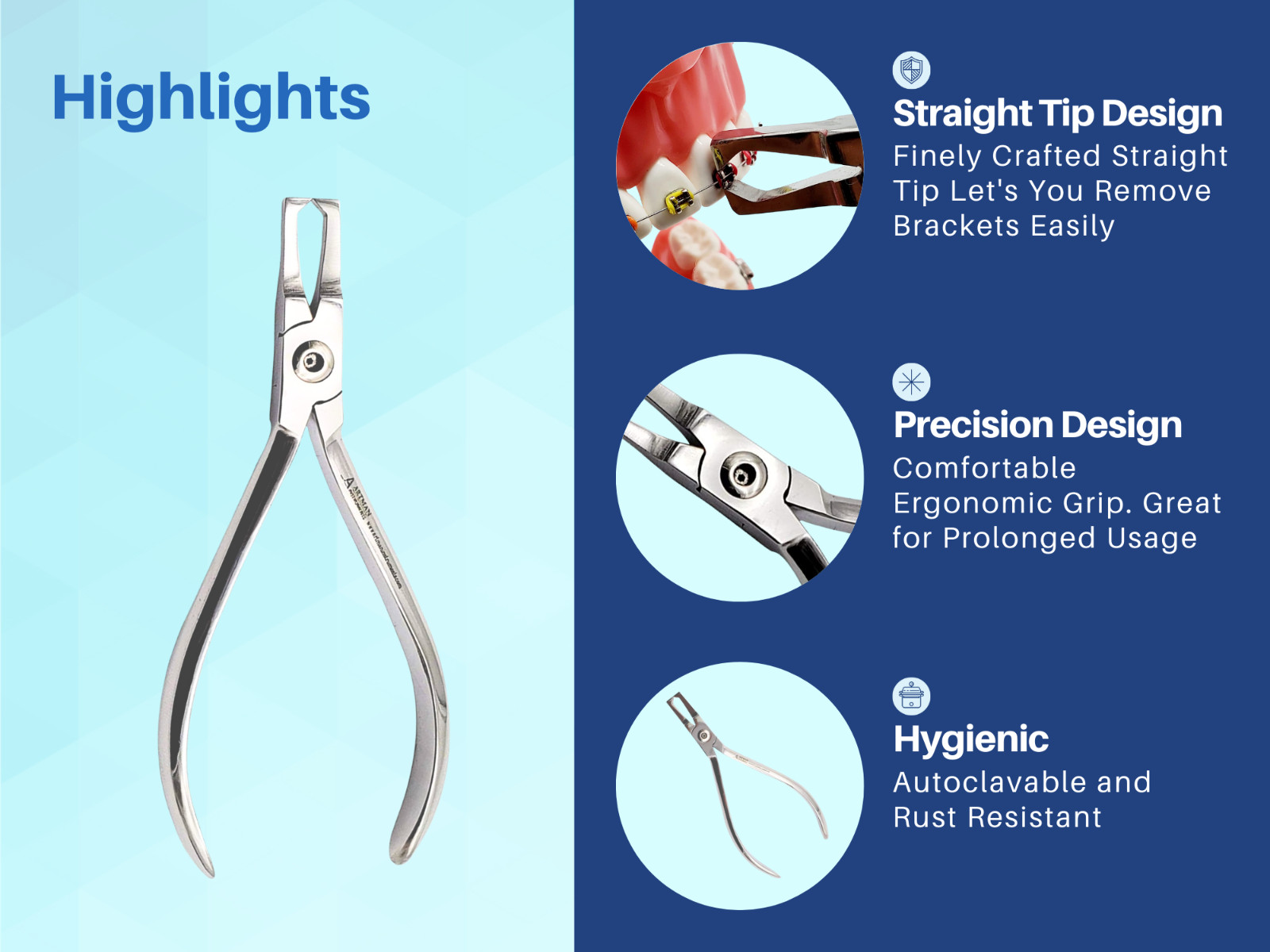 Straight Bracket Removing Pliers Dental Braces Removal Tool ARTMAN