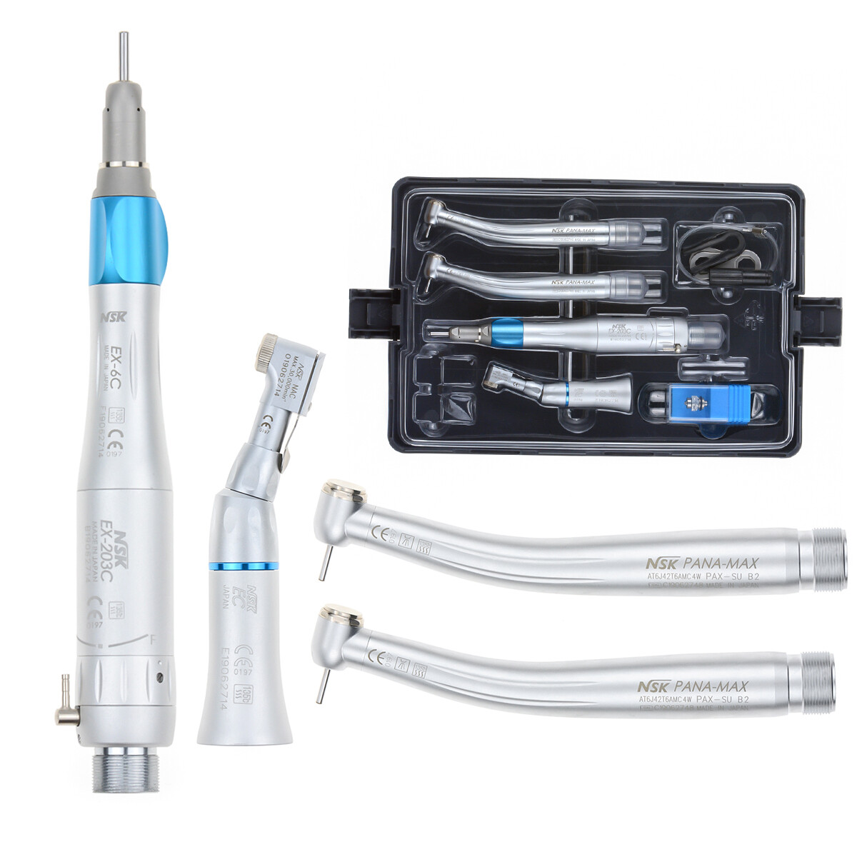 GU-P206S Portable Air Compressor Dental Unit + High Low Speed Handpiece Kits 2H