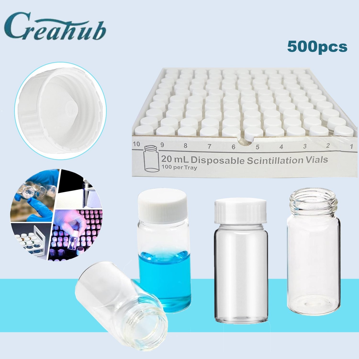 Clear 20ml Borosilicate Glass Heat-Resistant Scintillation Vial with Cone Shaped